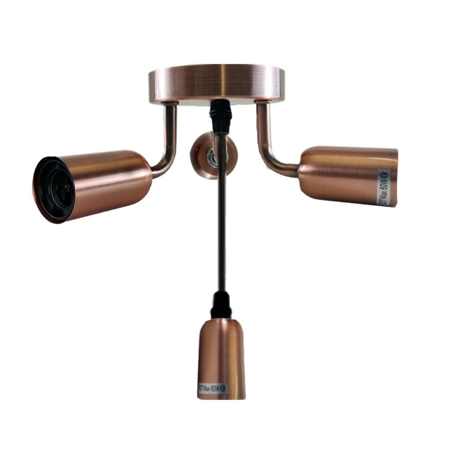 Vintage Cage Ceiling Light Flush Mount with four E27 bulb holders in a stylish industrial design, featuring a copper metal finish.