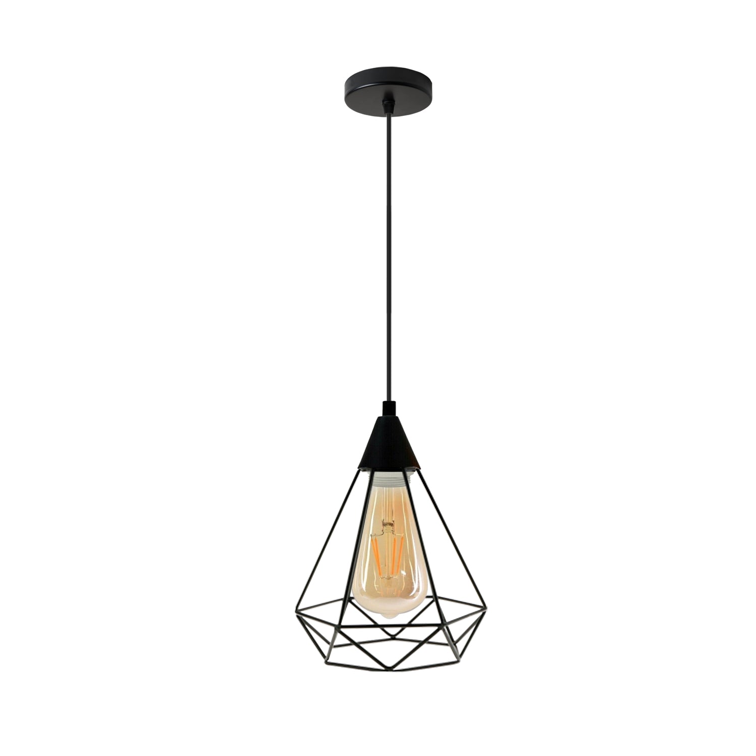 Vintage Geometric Cage Guard Sconce in black metal, showcasing a stylish design with a warm light bulb inside, perfect for modern interiors.