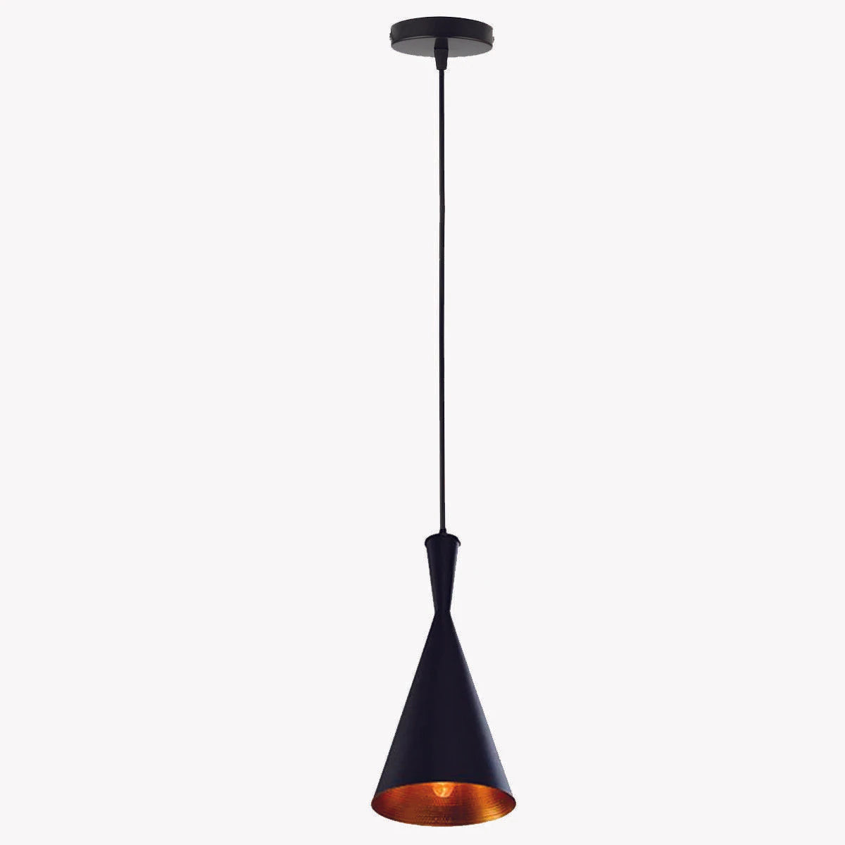 Vintage Golden Interior Elegant Wide Ceiling Pendant with black finish and adjustable cable, perfect for adding charm to any room.