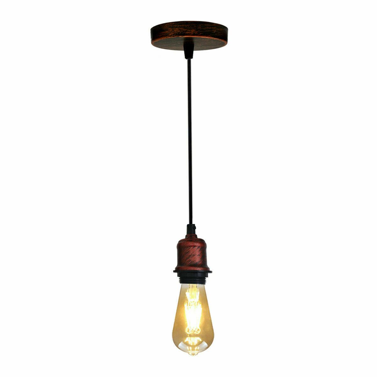 Vintage hanging pendant light with E27 socket lamp holder, featuring a stylish metal shade and a 95cm cable, available in multiple colors.