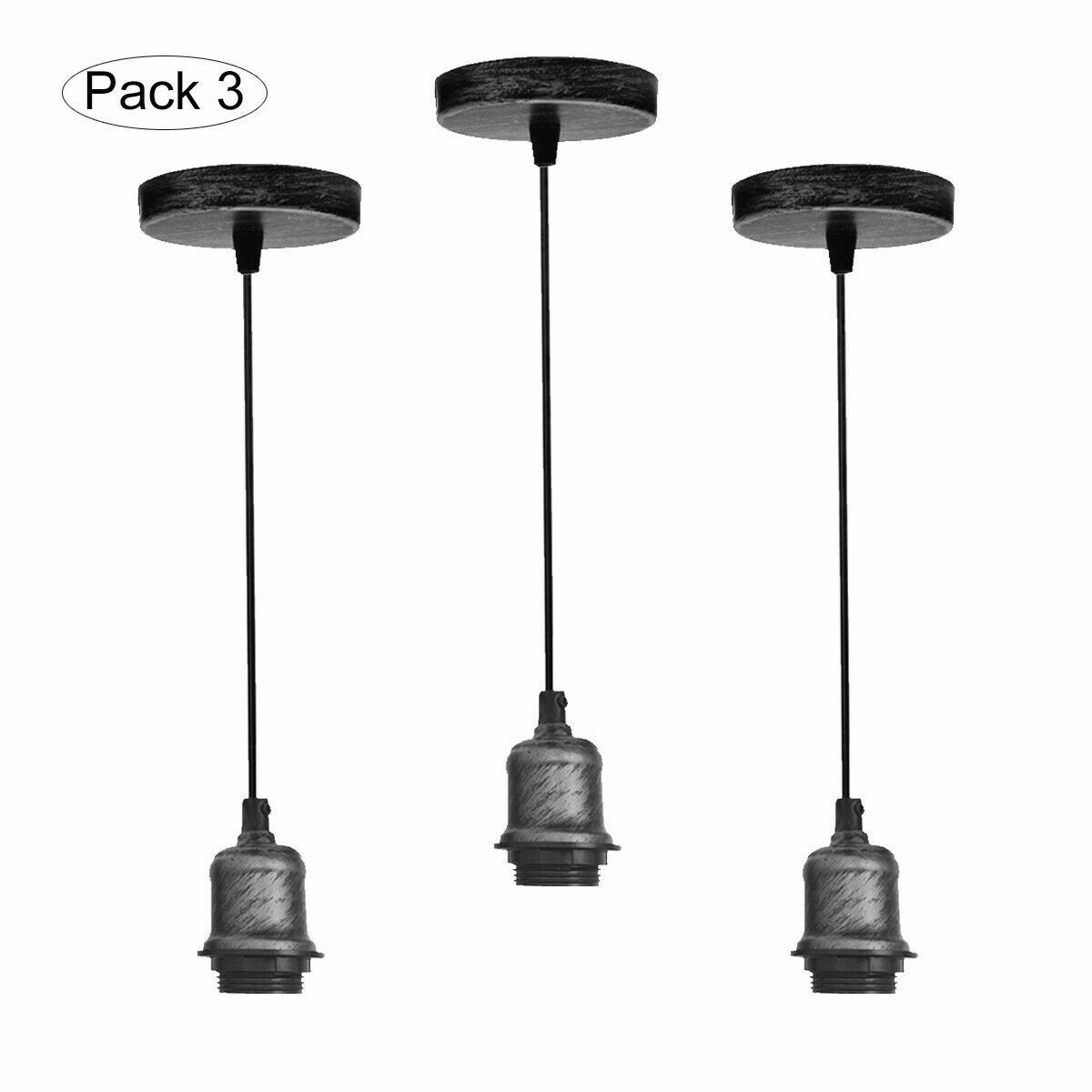 Vintage hanging pendant light with E27 socket lamp holder, featuring a stylish metal shade and a 95cm cable, available in multiple colors.