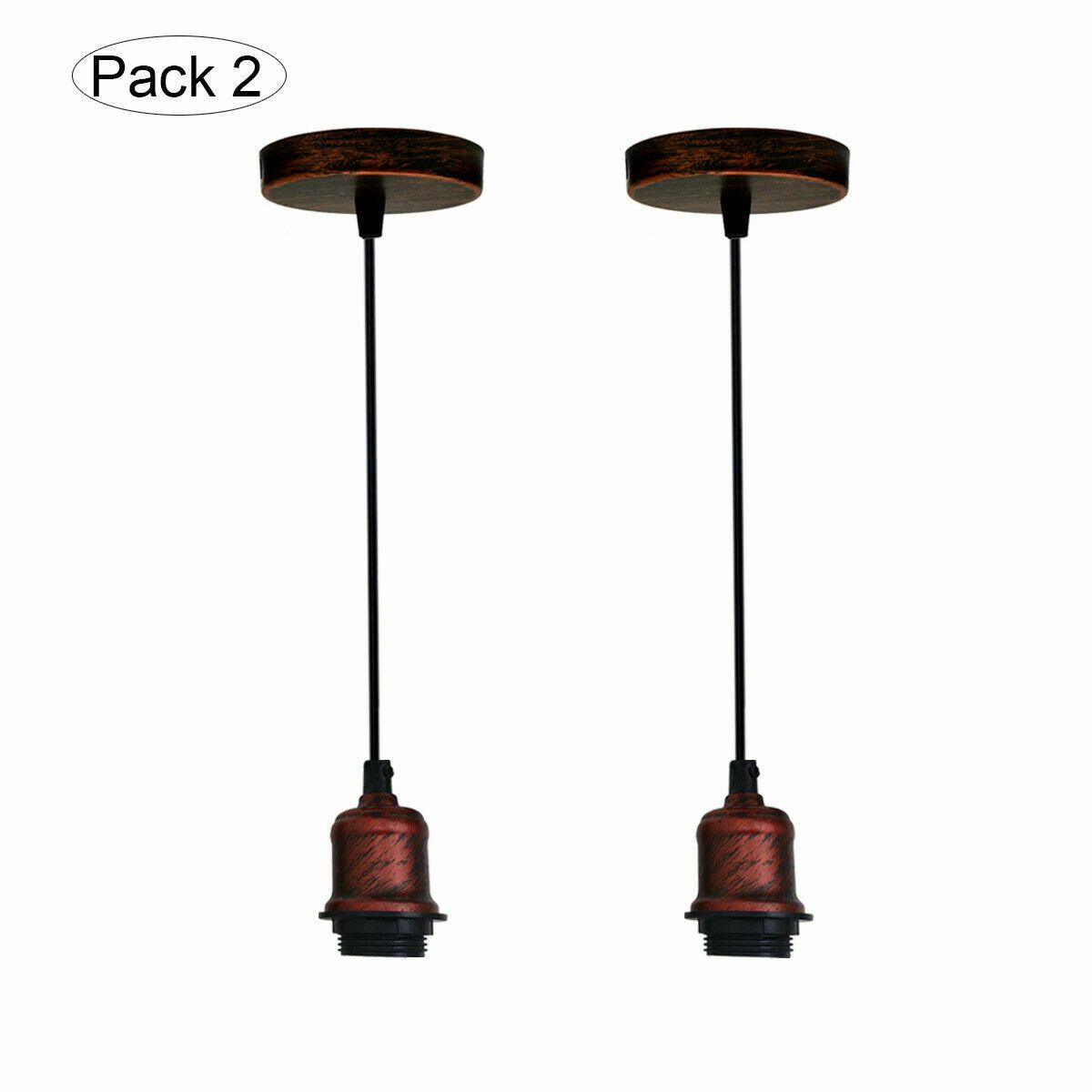 Vintage hanging pendant light with E27 socket lamp holder, featuring a stylish metal shade and a 95cm cable, available in multiple colors.