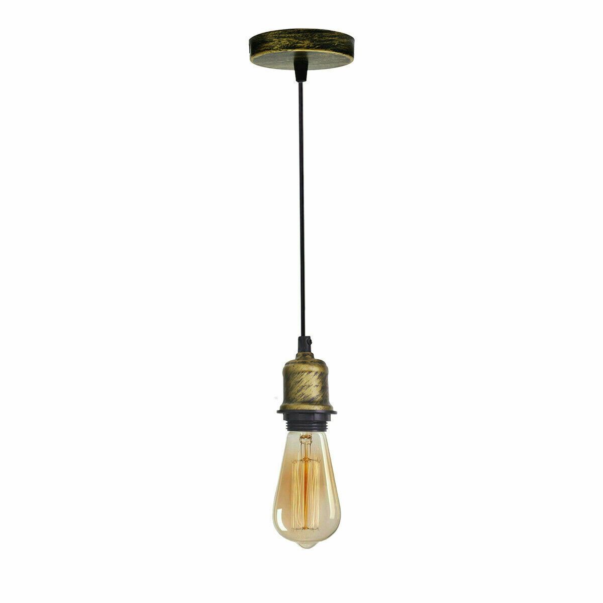 Vintage hanging pendant light with E27 socket lamp holder, featuring a stylish metal shade and a 95cm cable, available in multiple colors.