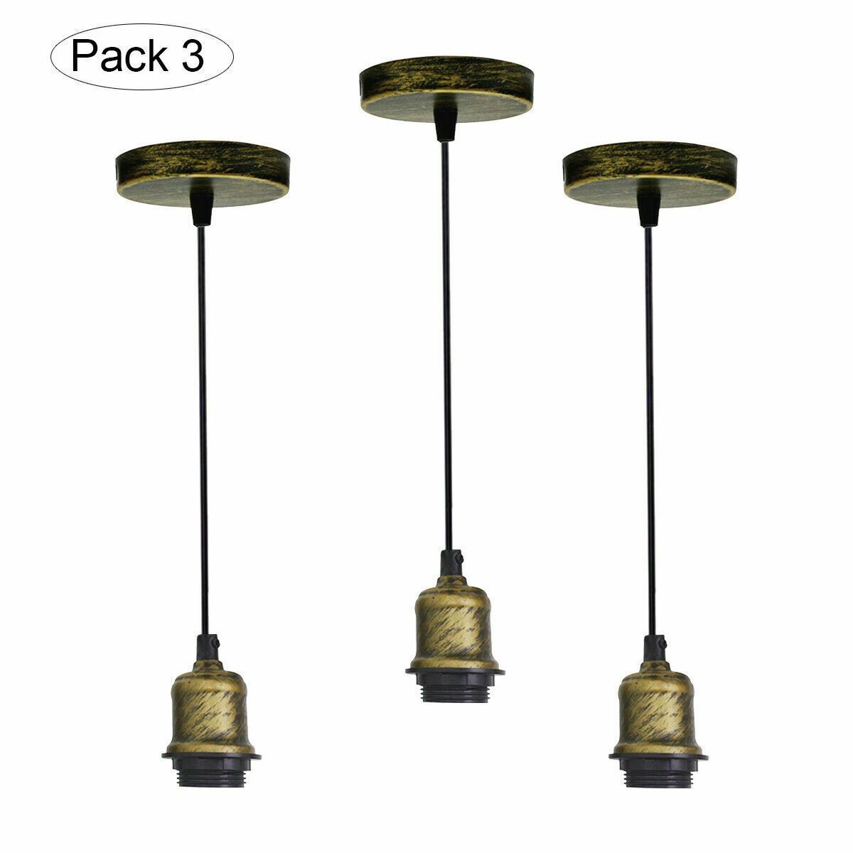 Vintage hanging pendant light with E27 socket lamp holder, featuring a stylish metal shade and a 95cm cable, available in multiple colors.