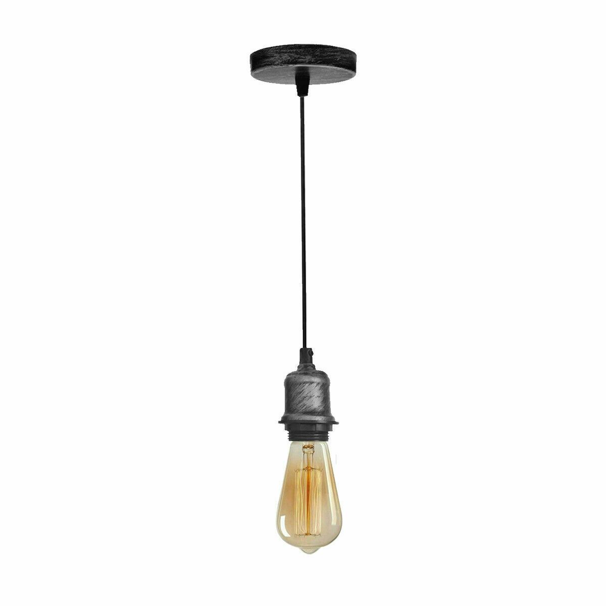 Vintage hanging pendant light with E27 socket lamp holder, featuring a stylish metal shade and a 95cm cable, available in multiple colors.