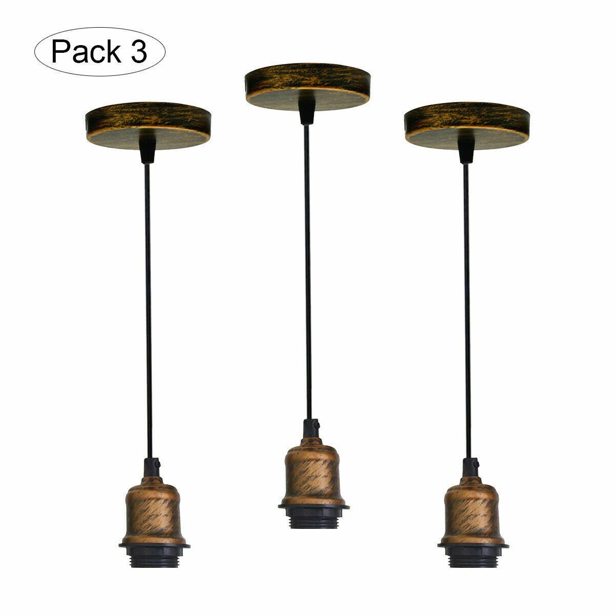 Vintage hanging pendant light with E27 socket lamp holder, featuring a stylish metal shade and a 95cm cable, available in multiple colors.