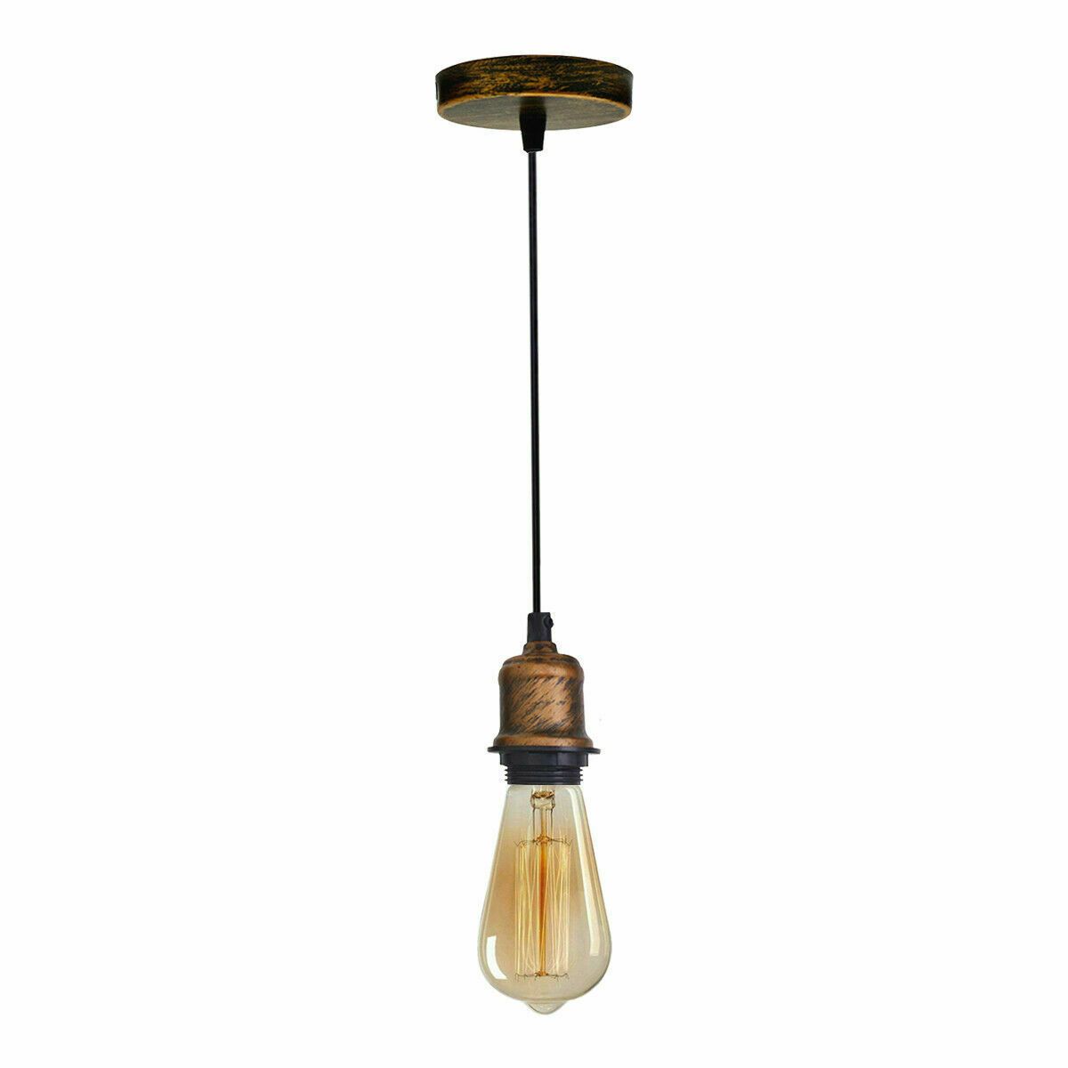 Vintage hanging pendant light with E27 socket lamp holder, featuring a stylish metal shade and a 95cm cable, available in multiple colors.