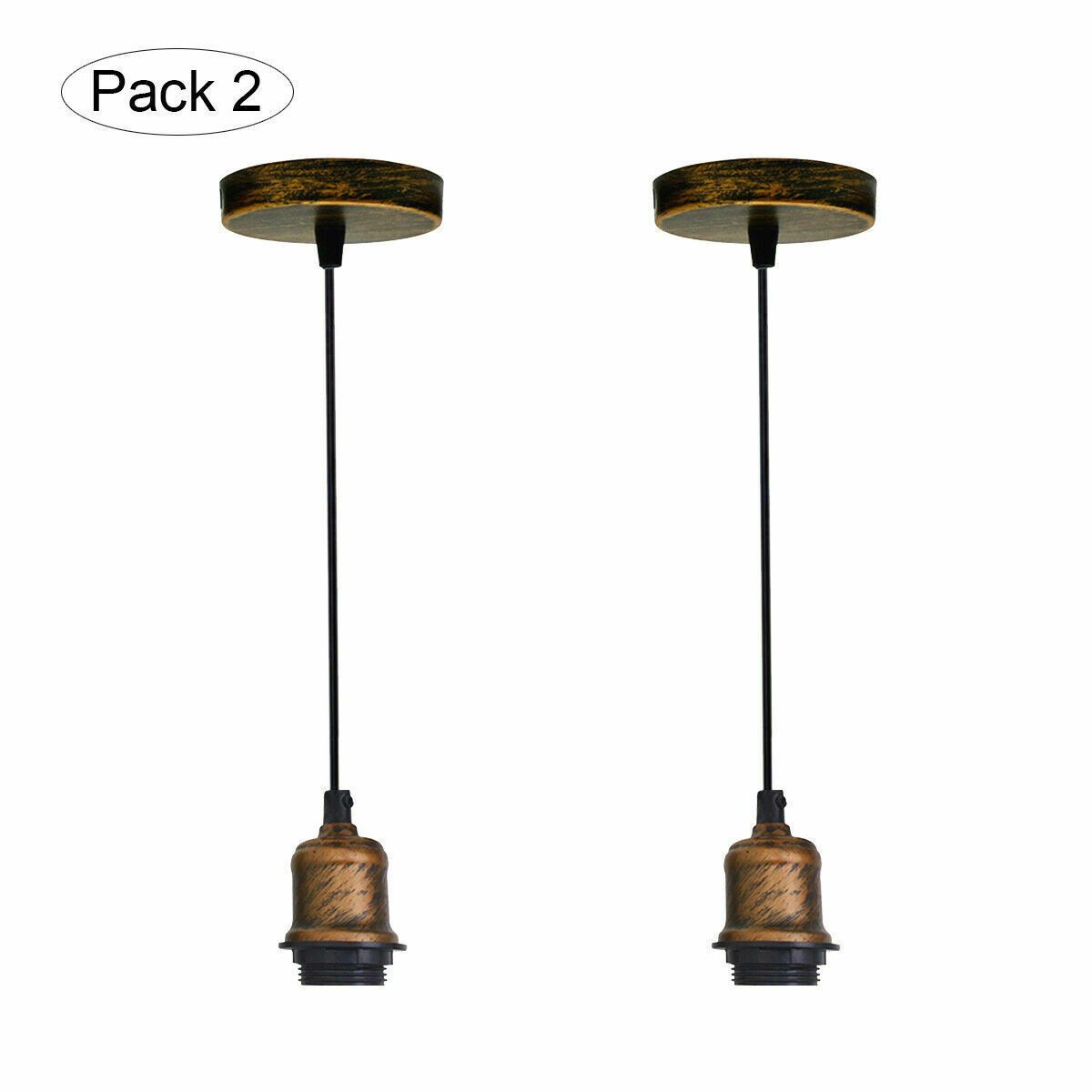 Vintage hanging pendant light with E27 socket lamp holder, featuring a stylish metal shade and a 95cm cable, available in multiple colors.