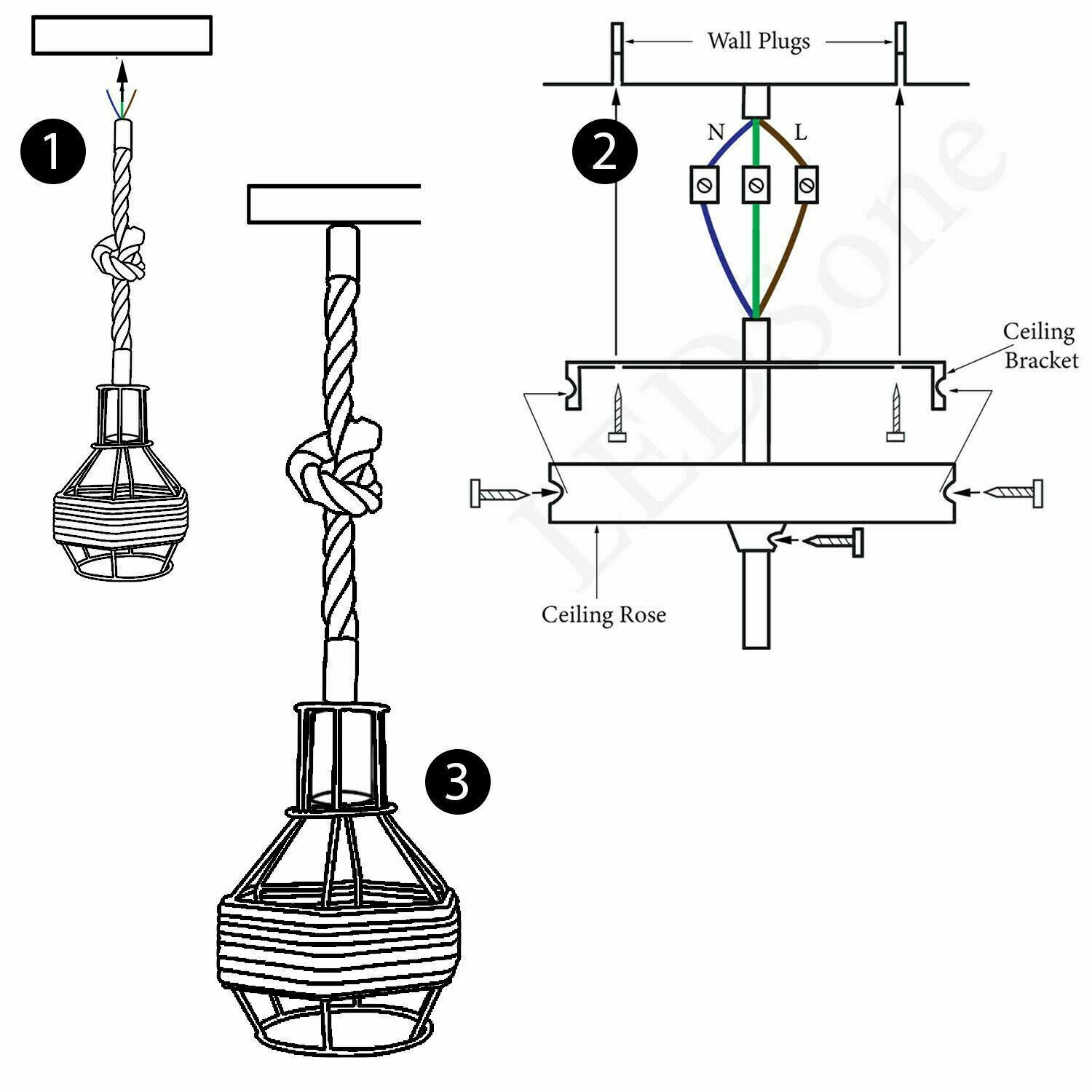 Vintage Hemp Rope Hanging Pendant Light featuring a black metal base and natural hemp rope, ideal for stylish home decor.