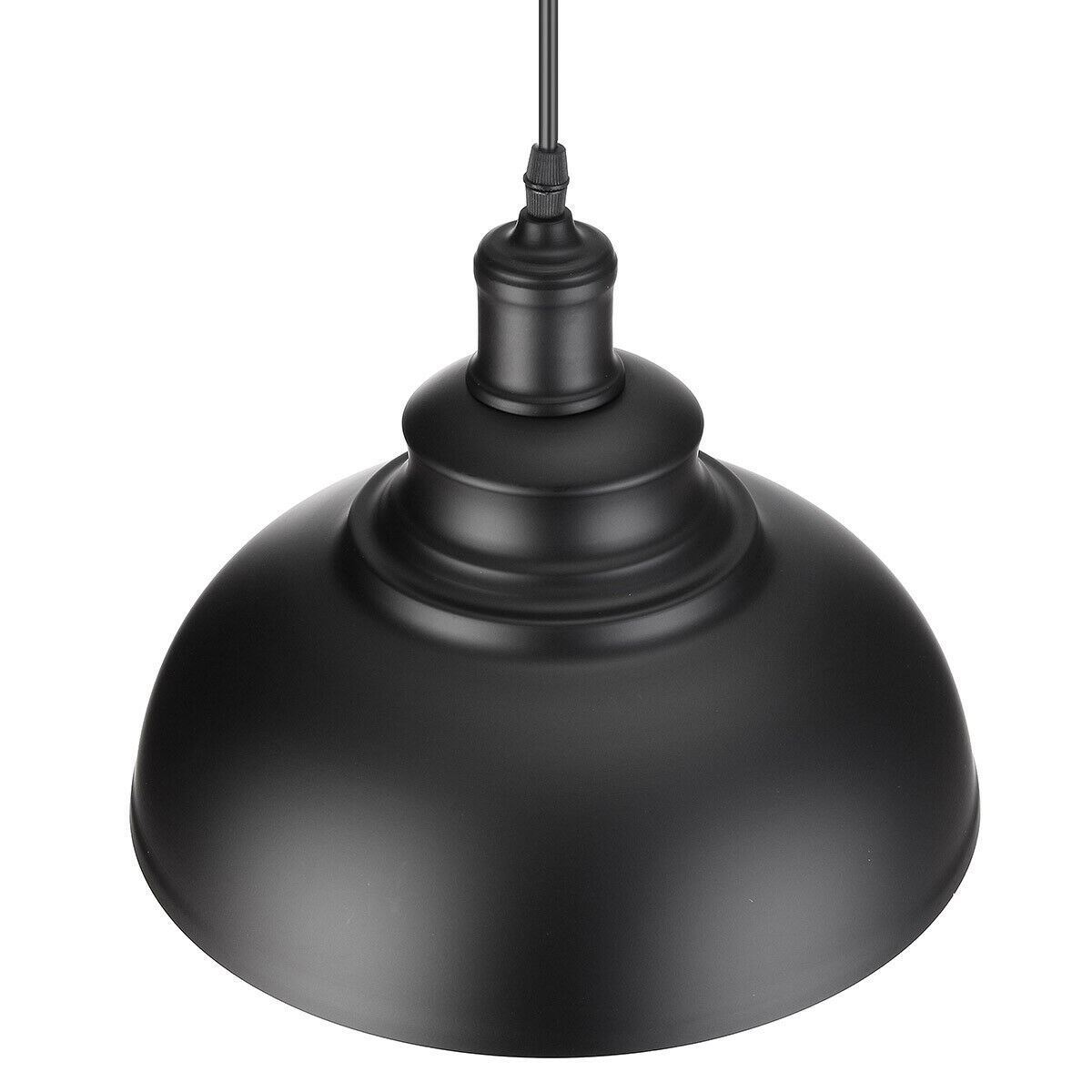 Vintage Industrial Black Metal Curvy Shade Pendant Light with satin nickel finish and E27 holder, ideal for modern interiors.