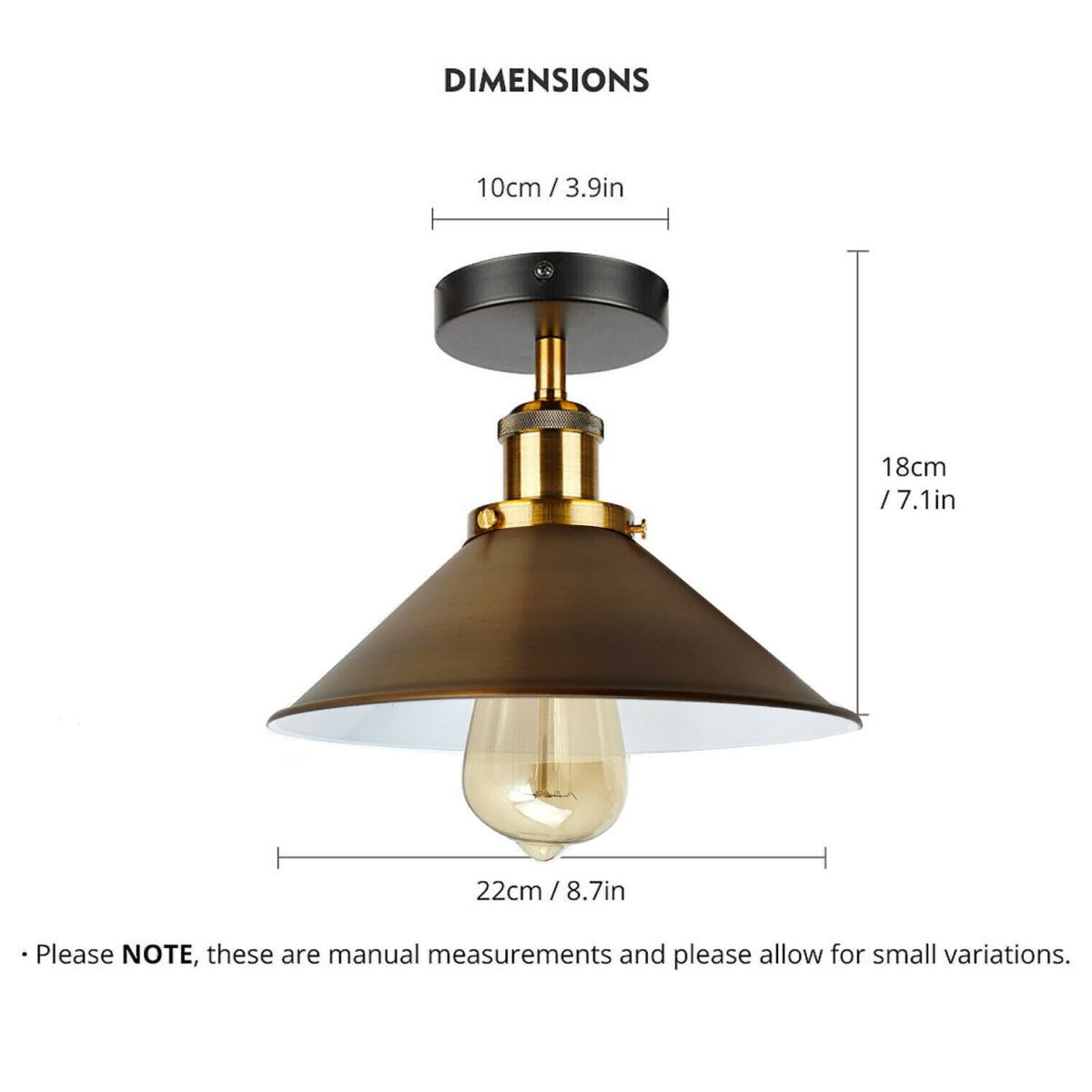 Vintage Industrial Ceiling Light with retro yellow brass shade, showcasing its elegant design and warm glow.