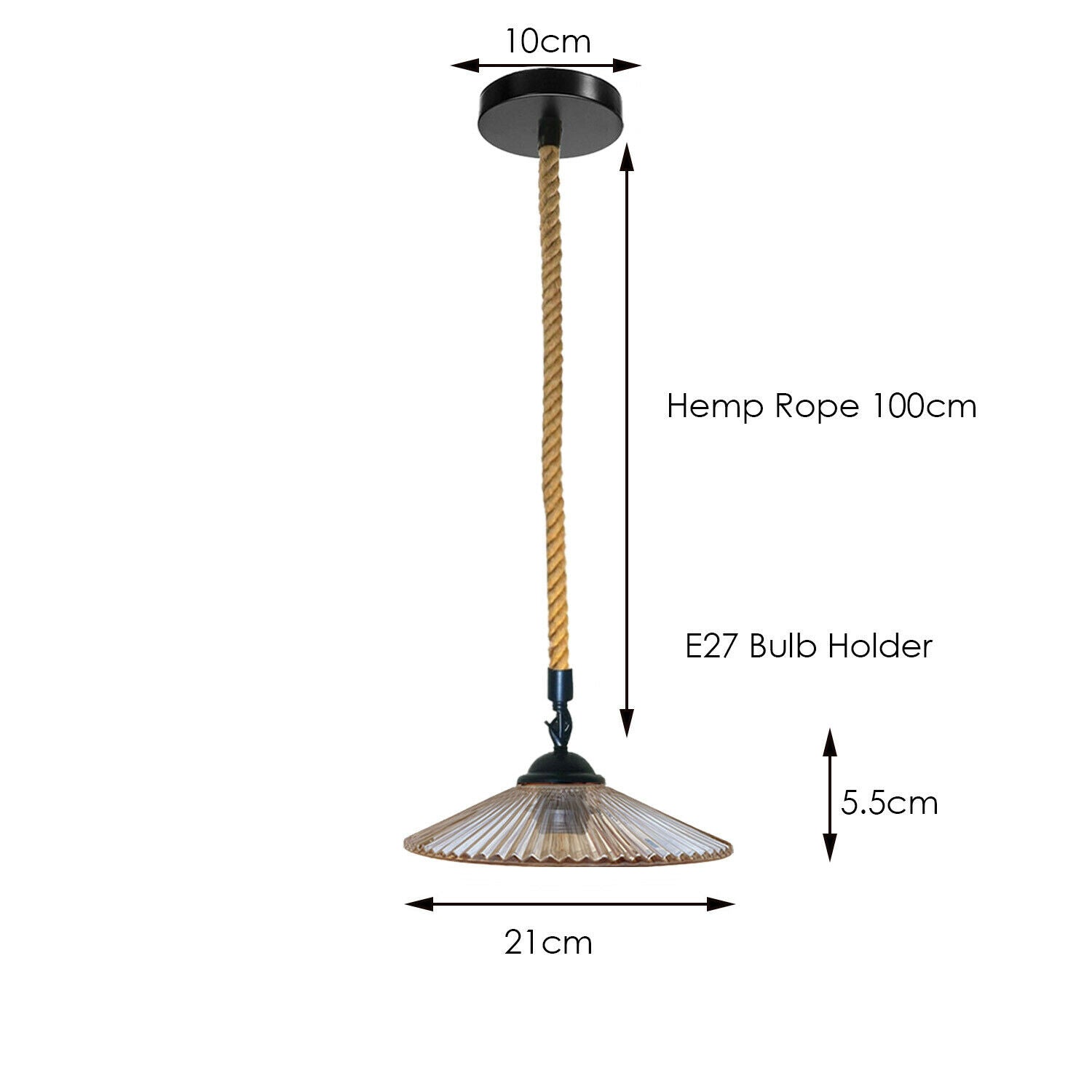 Vintage Industrial Glass Lampshade with hemp rope and metal accents, showcasing a stylish pendant light design.