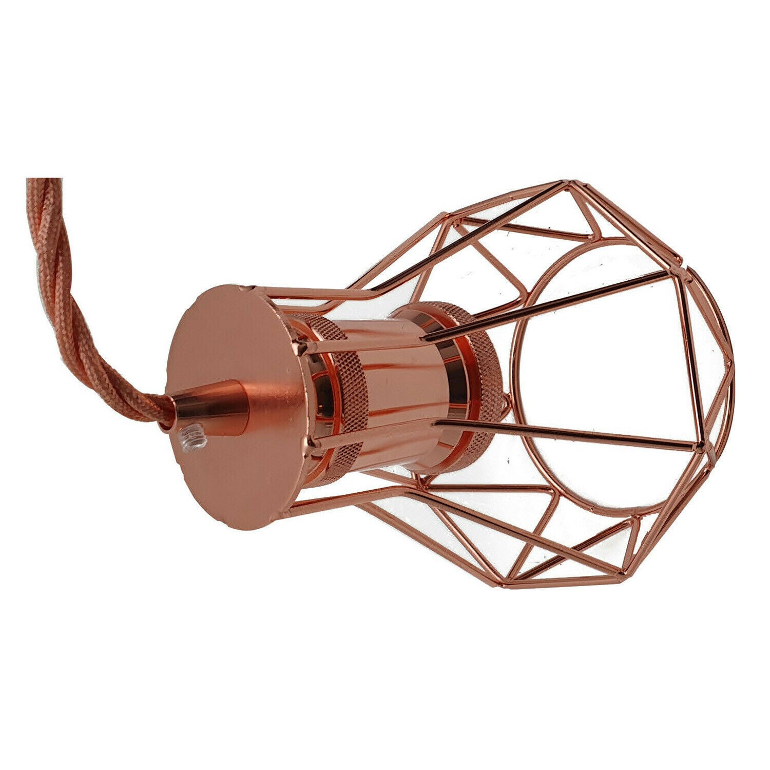 Vintage Industrial Lamp Light with Antique Retro design in rose gold finish, featuring an E27 fitting and a decorative cage.