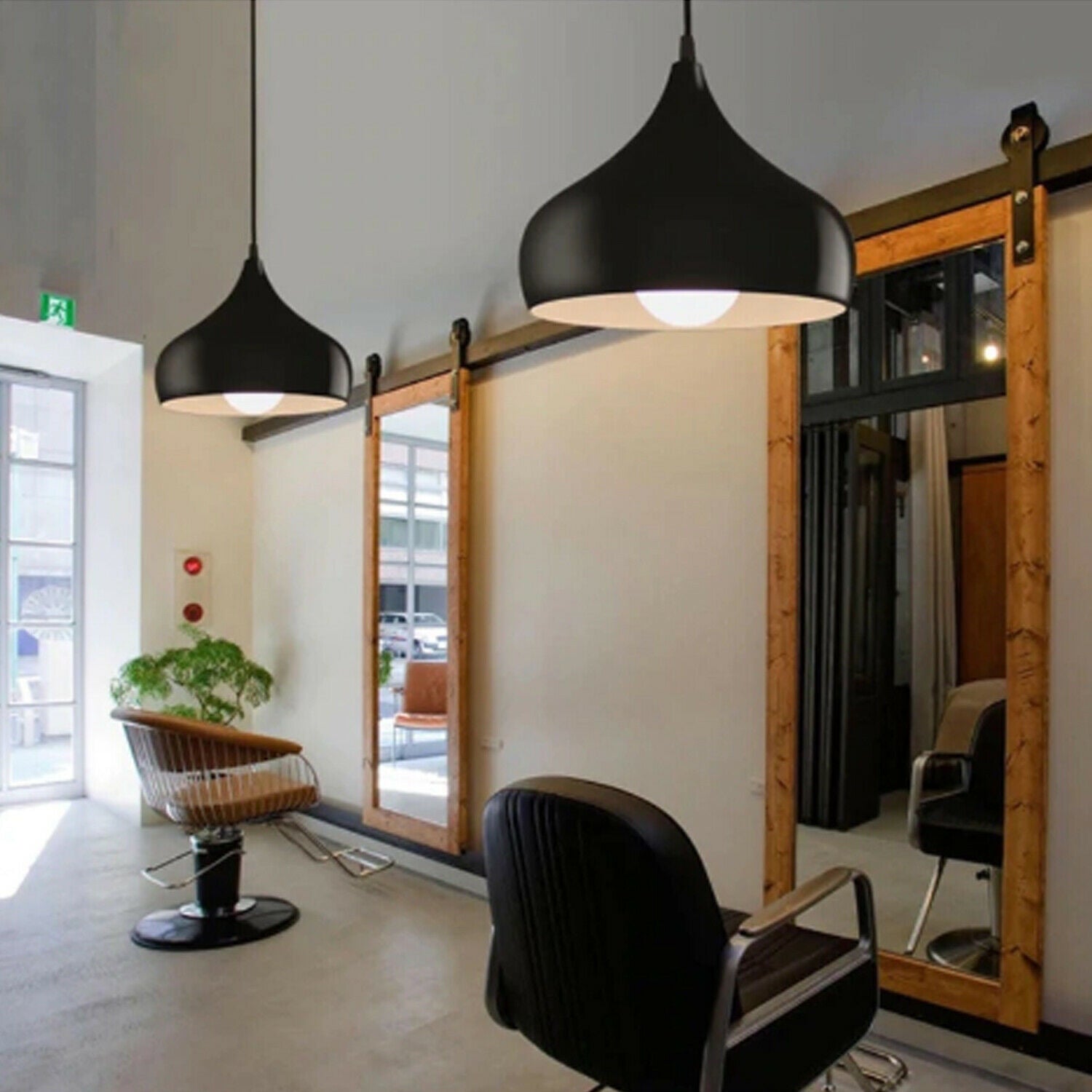 Vintage Industrial Metal Ceiling Black Hanging Pendant Shade with dome shade and adjustable cable, perfect for indoor lighting.