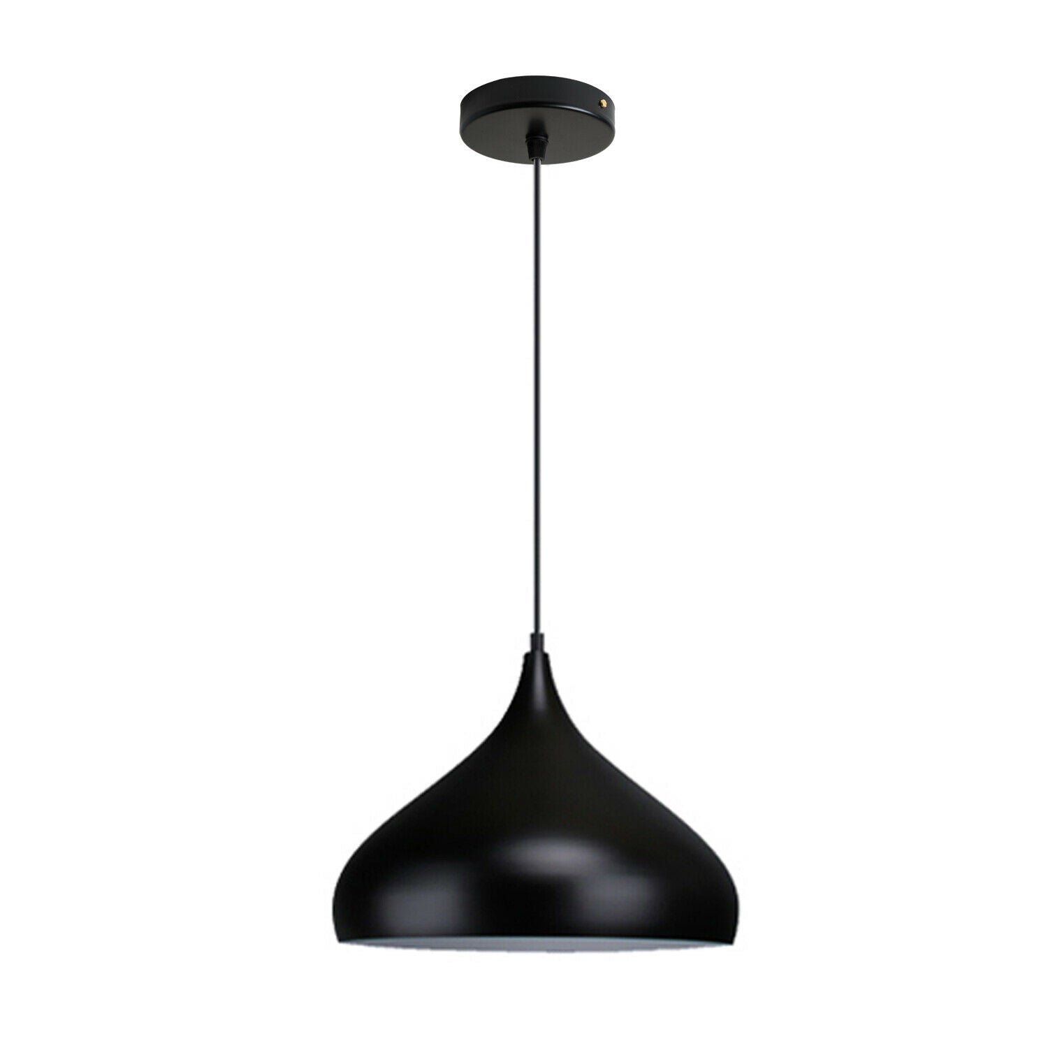 Vintage Industrial Metal Ceiling Black Hanging Pendant Shade with dome shade and adjustable cable, perfect for indoor lighting.