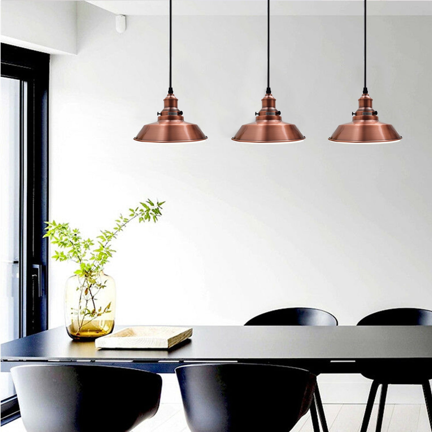 Vintage Industrial Metal Ceiling Pendant Lamp with Copper Shade, showcasing a sleek dome design and brushed nickel finish.