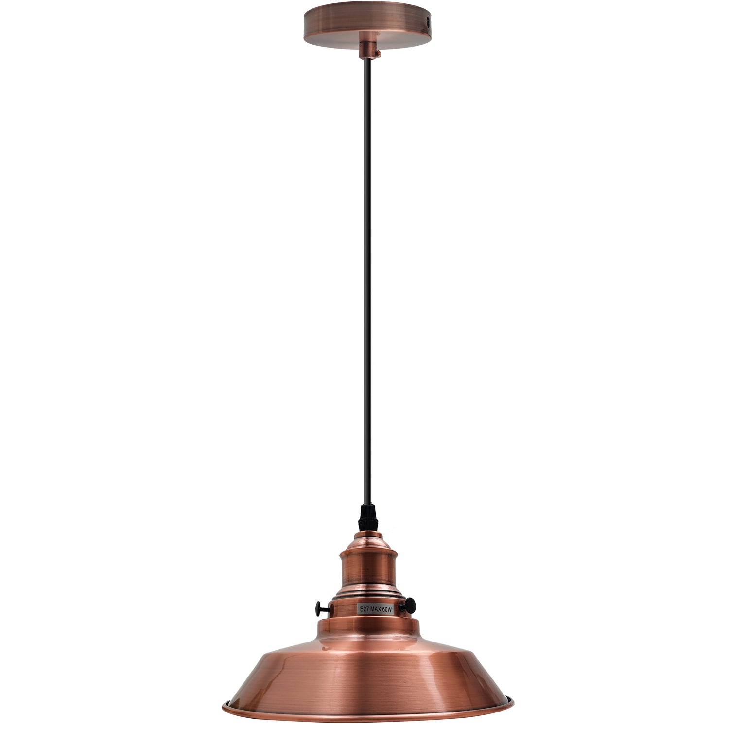 Vintage Industrial Metal Ceiling Pendant Lamp with Copper Shade, showcasing a sleek dome design and brushed nickel finish.