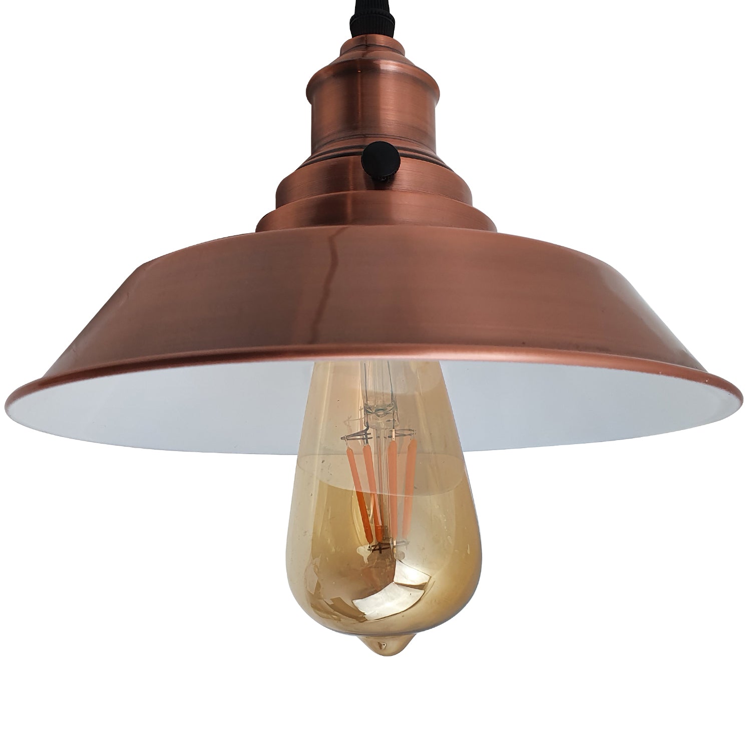 Vintage Industrial Metal Ceiling Pendant Lamp with Copper Shade, showcasing a sleek dome design and brushed nickel finish.