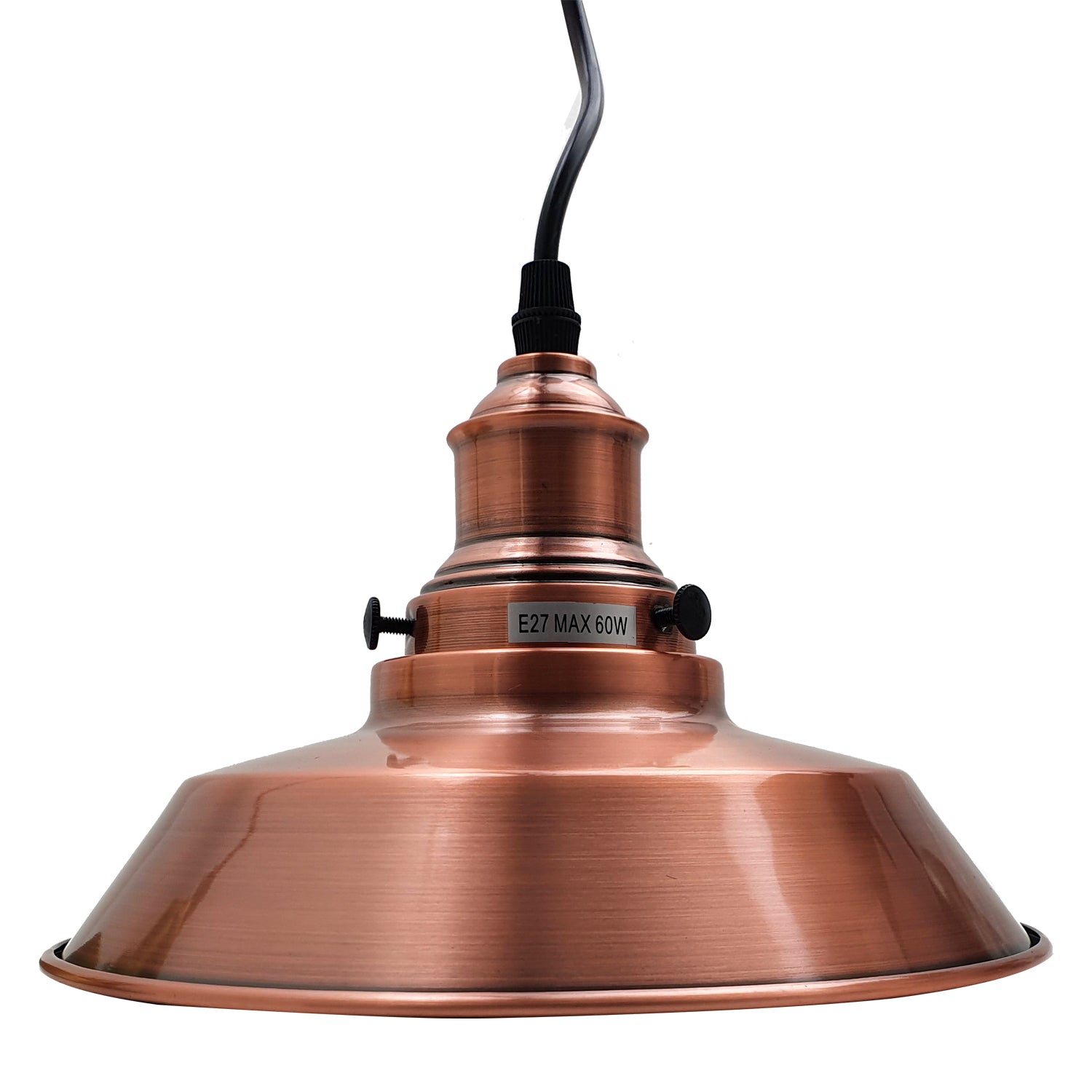 Vintage Industrial Metal Ceiling Pendant Lamp with Copper Shade, showcasing a sleek dome design and brushed nickel finish.