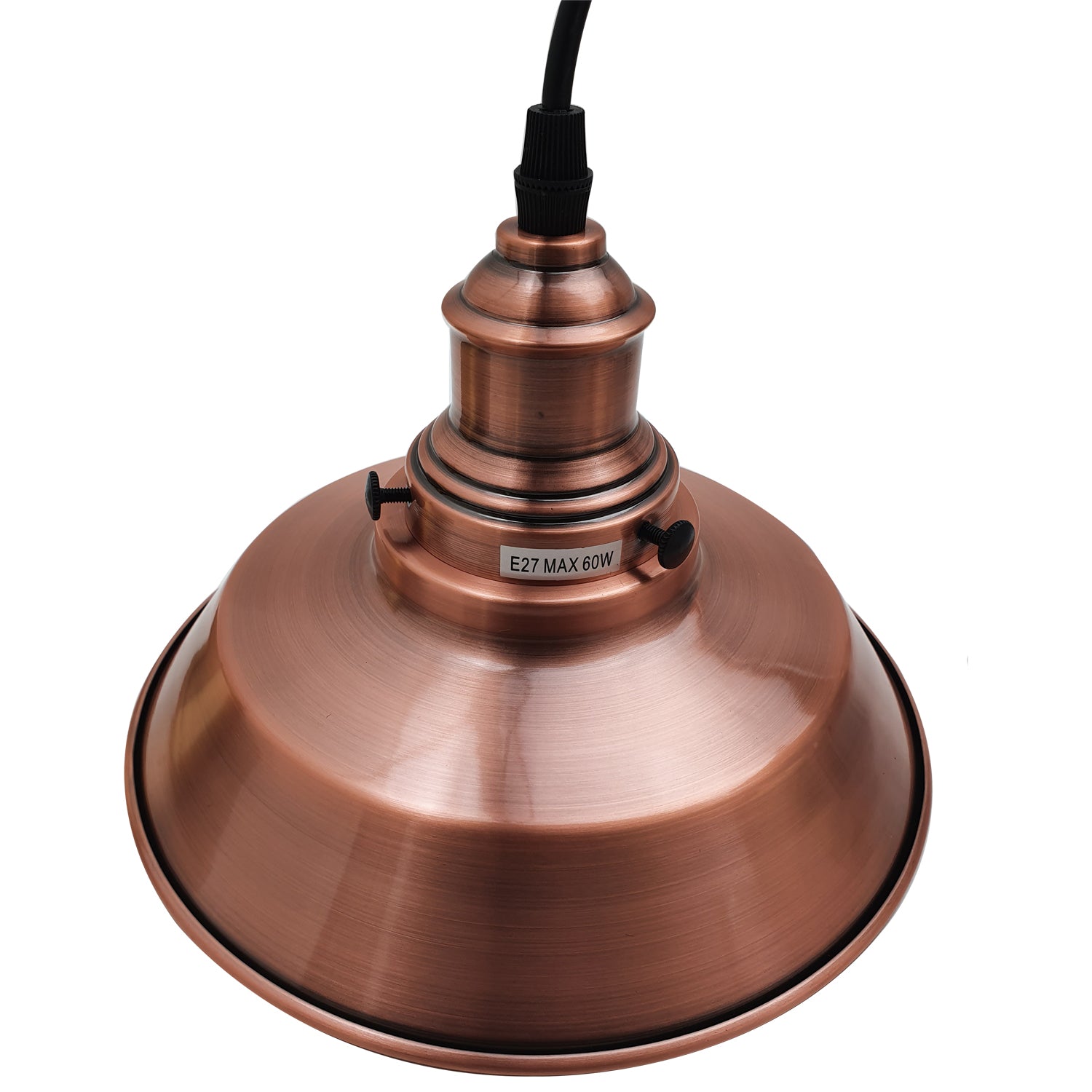 Vintage Industrial Metal Ceiling Pendant Lamp with Copper Shade, showcasing a sleek dome design and brushed nickel finish.