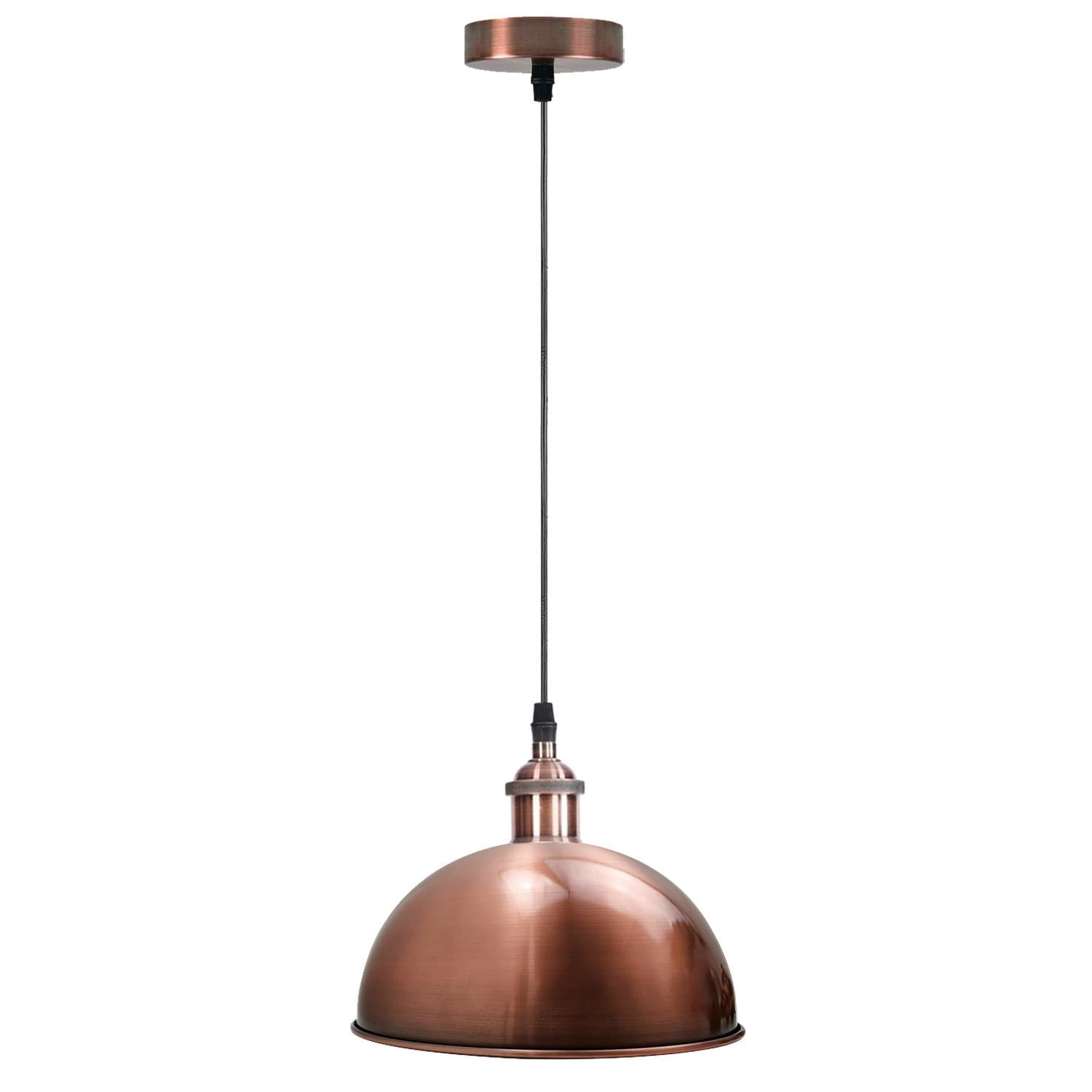 Vintage industrial metal retro ceiling pendant light with a copper shade, showcasing its elegant dome design and warm glow.