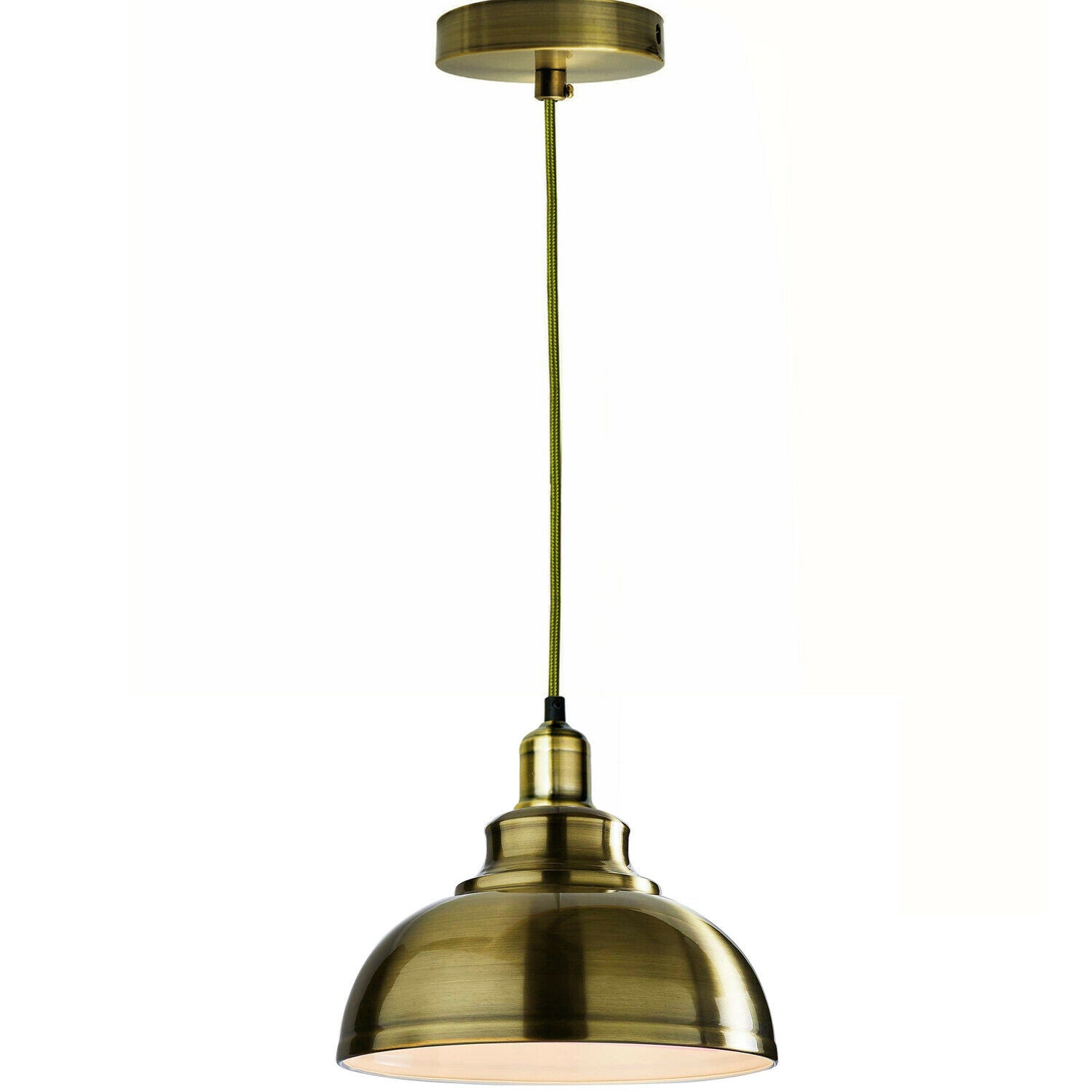 Vintage Industrial Modern Ceiling Pendant Light with green brass and copper finishes, showcasing its stylish design and adjustable features.