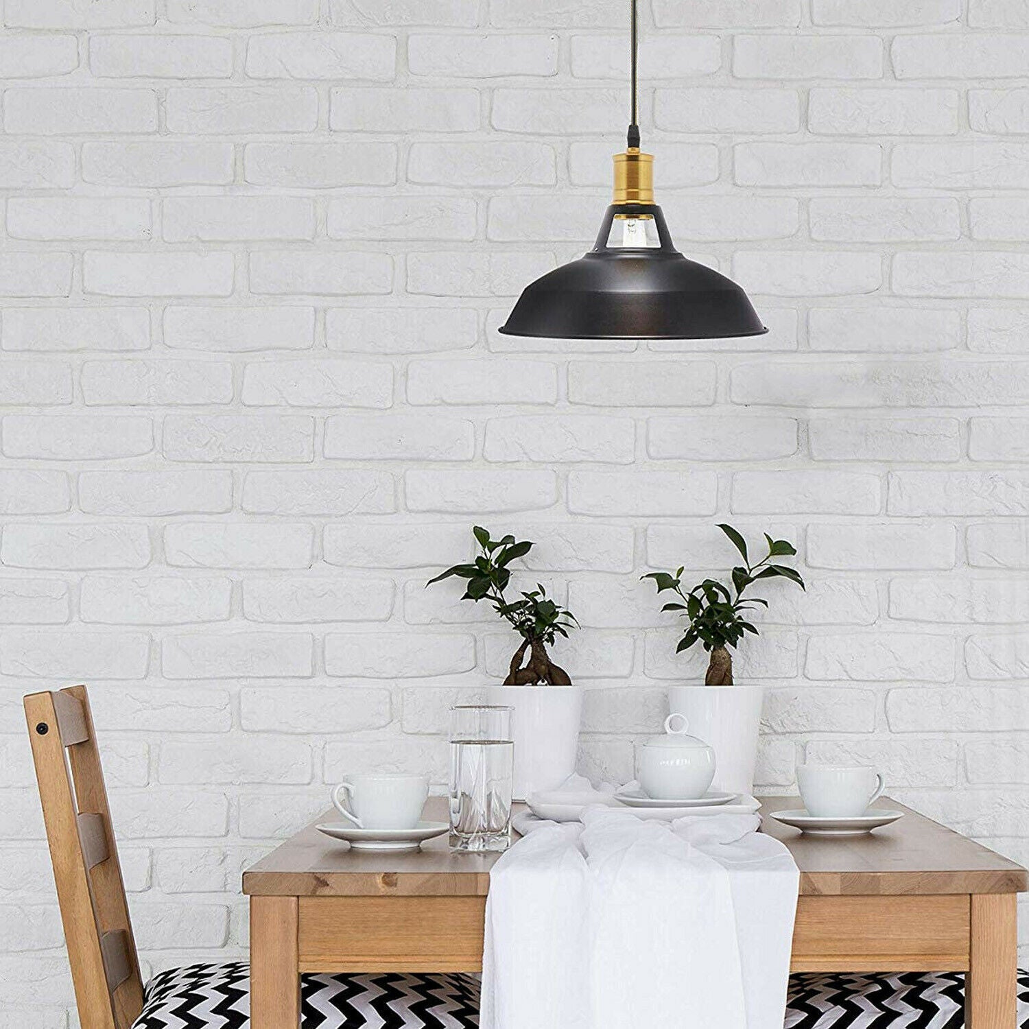 Vintage Industrial Retro Loft Metal Hanging Ceiling Lampshade in black finish, showcasing its stylish design and adjustable fabric wire.