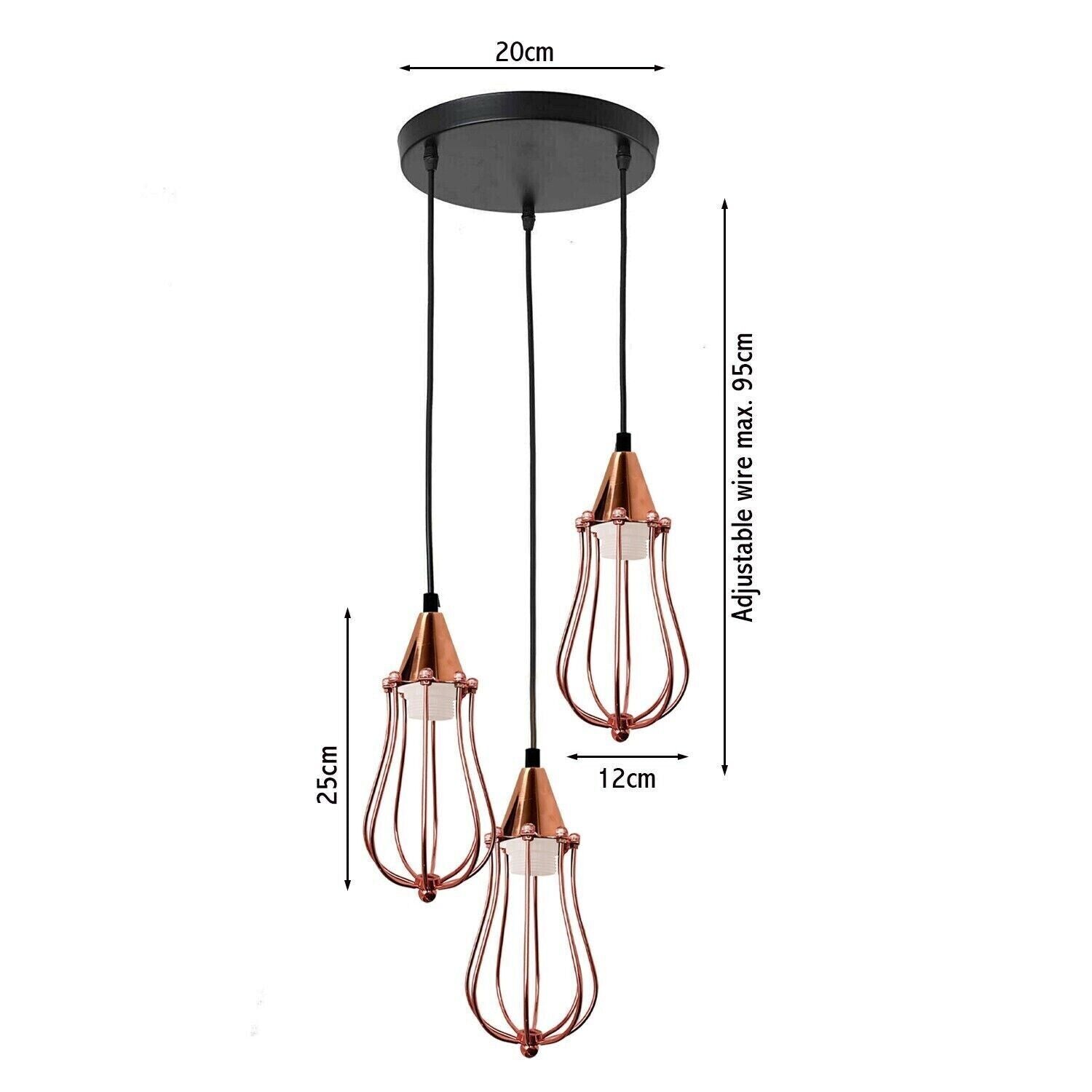 Vintage Industrial Retro Metal Cage Lampshade in rose gold finish, showcasing its unique design and adjustable cable.