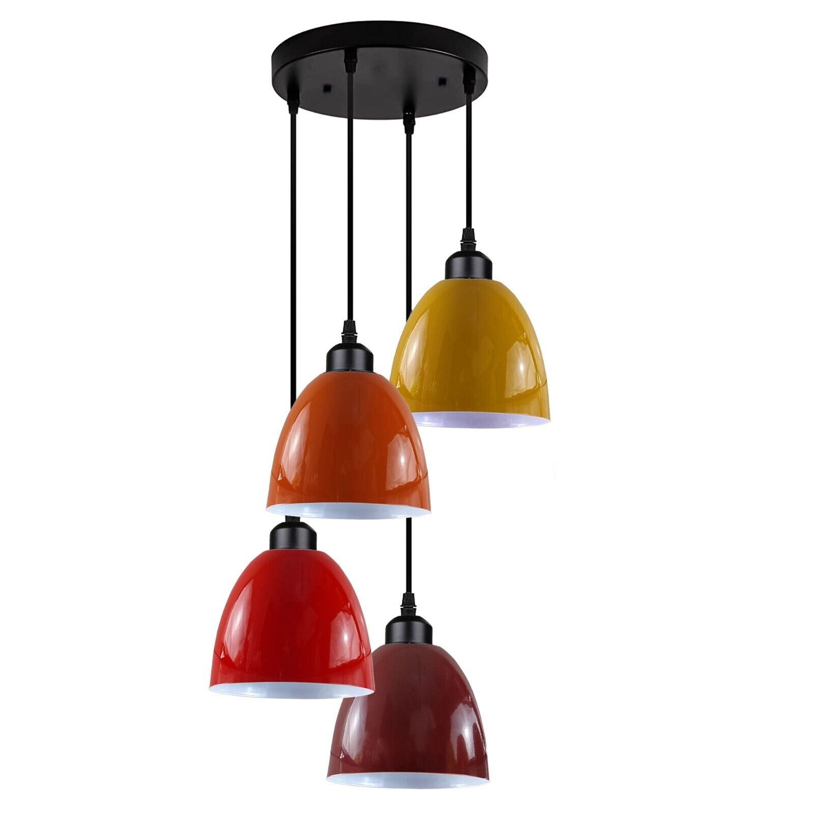 Vintage Industrial Retro Style Metal Lamp Shade Ceiling Hanging in black and red, showcasing its unique design and E27 bulb compatibility.