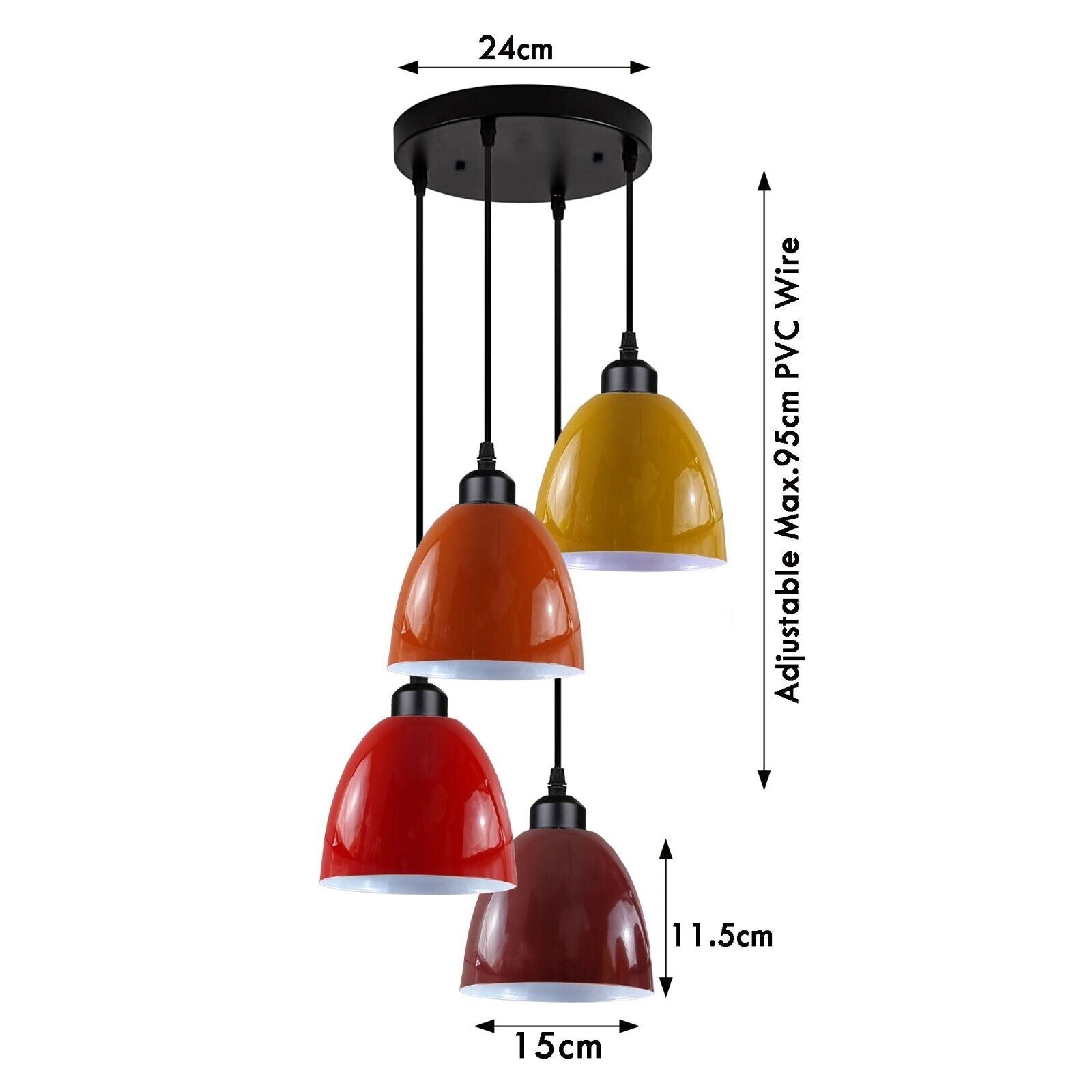 Vintage Industrial Retro Style Metal Lamp Shade Ceiling Hanging in black and red, showcasing its unique design and E27 bulb compatibility.