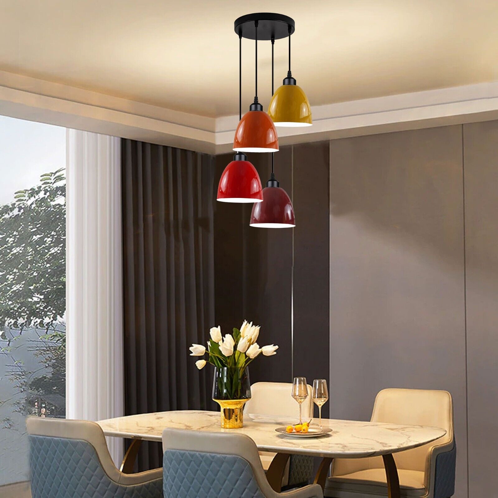 Vintage Industrial Retro Style Metal Lamp Shade Ceiling Hanging in black and red, showcasing its unique design and E27 bulb compatibility.