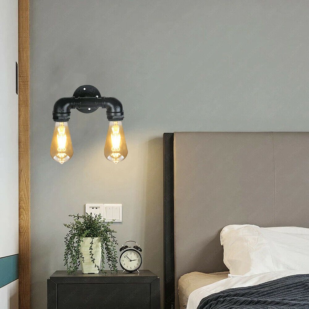 Vintage Industrial Sconce Wall Light featuring a unique water pipe design in various colors, made of durable iron metal.