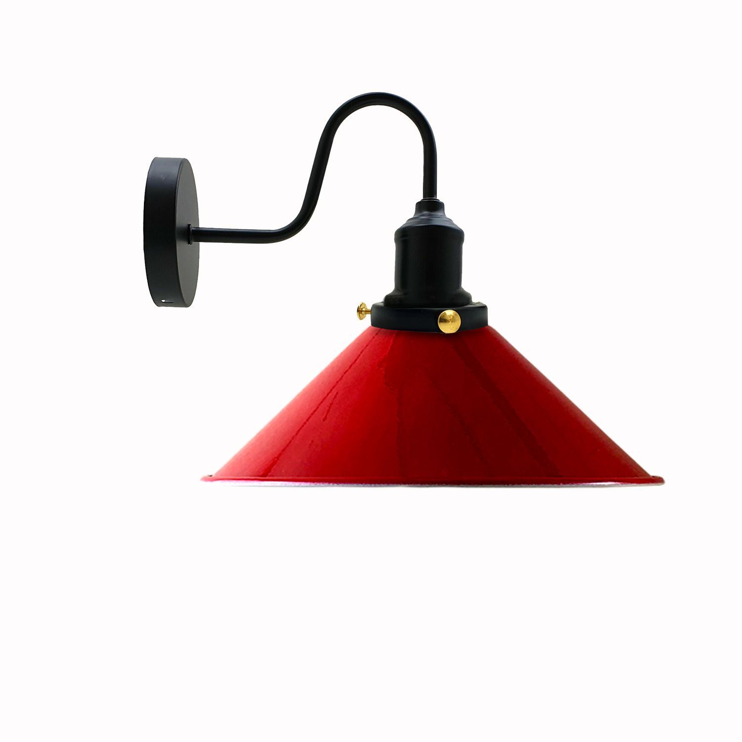 Vintage Industrial Swan Neck Wall Light featuring a cone-shaped metal shade in various colors, ideal for indoor decor.