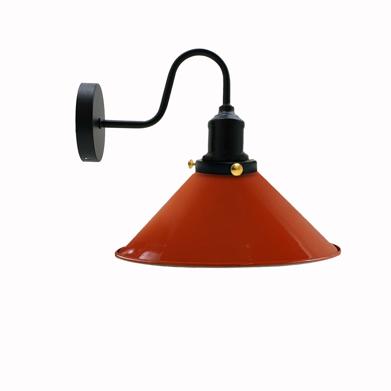 Vintage Industrial Swan Neck Wall Light featuring a cone-shaped metal shade in various colors, ideal for indoor decor.