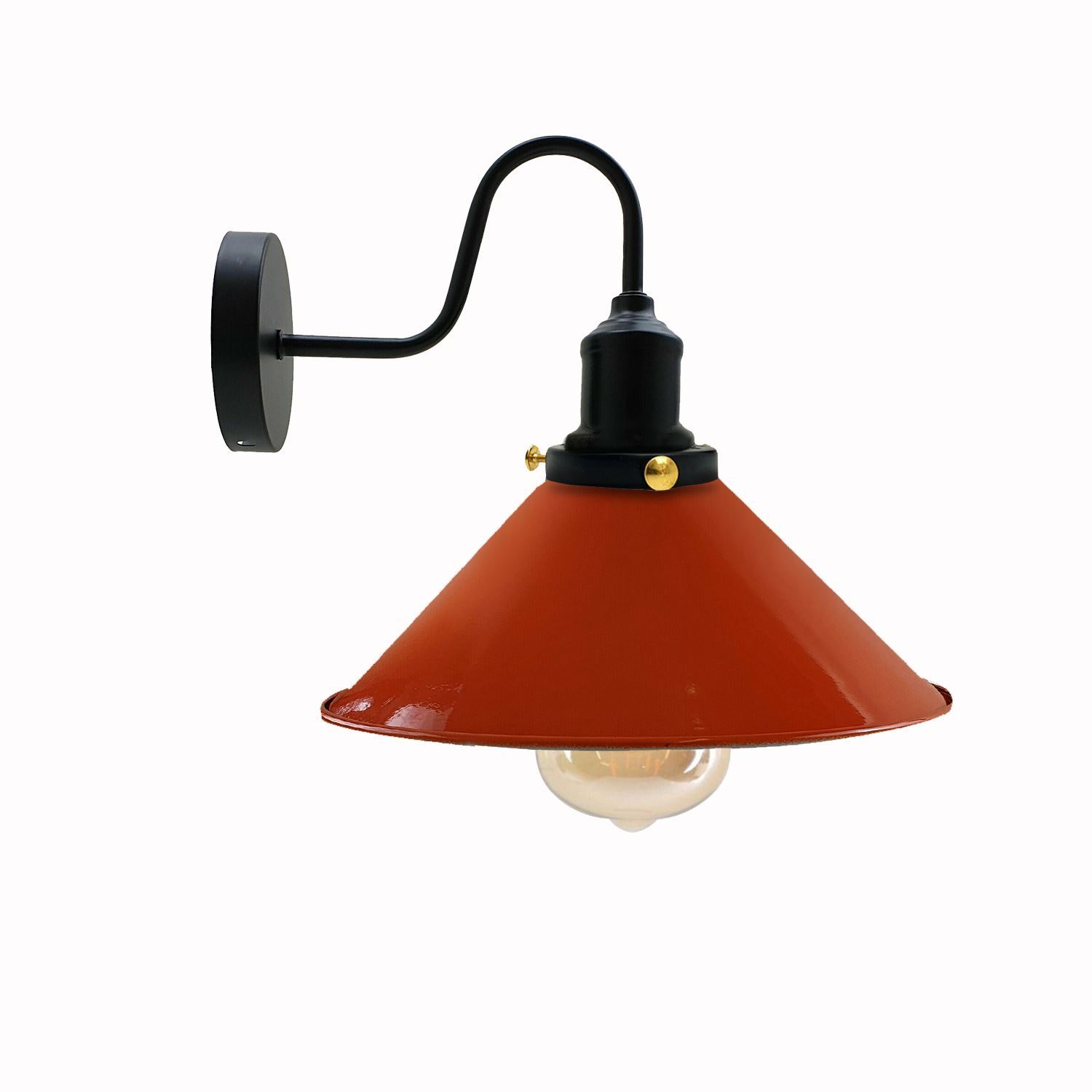 Vintage Industrial Swan Neck Wall Light featuring a cone-shaped metal shade in various colors, ideal for indoor decor.