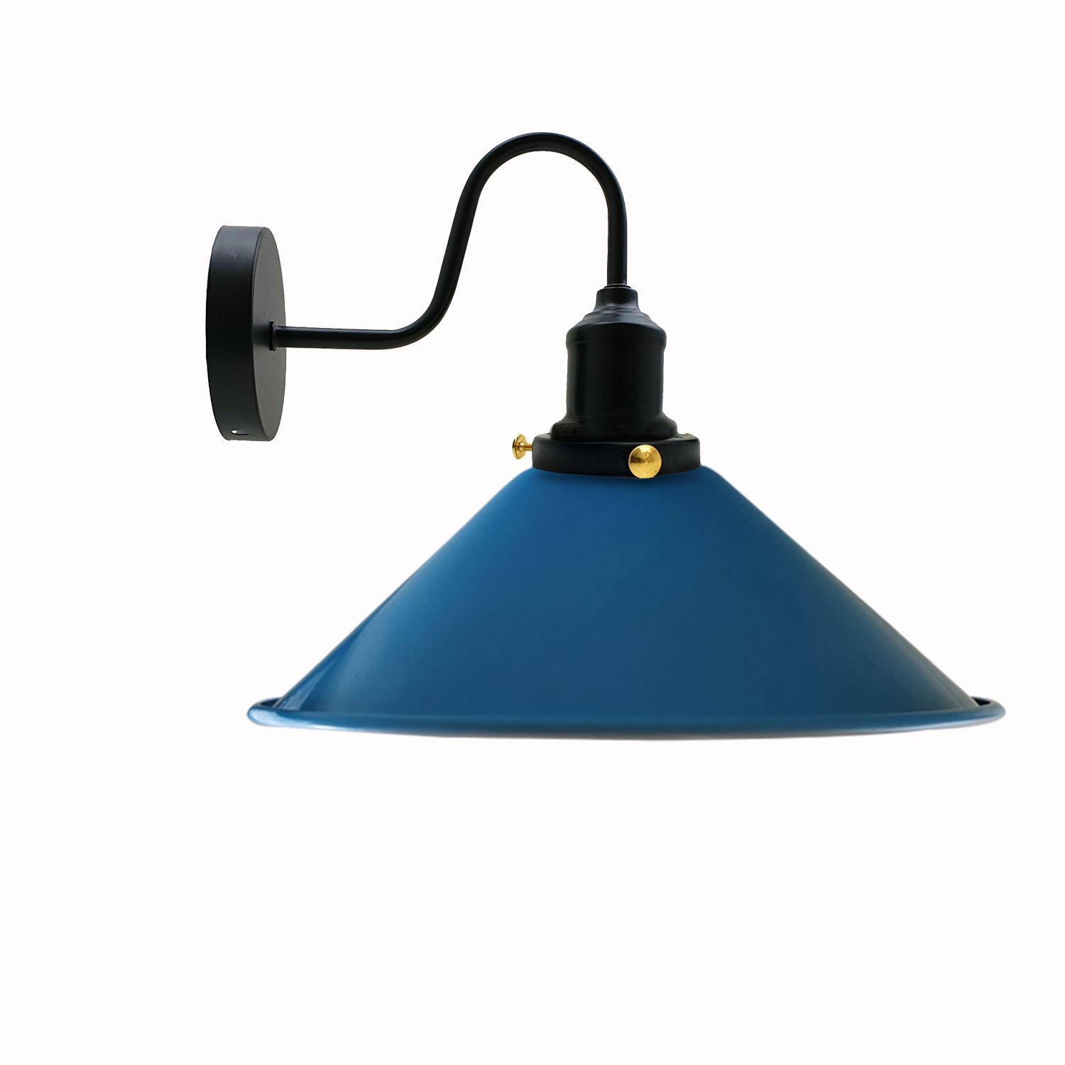 Vintage Industrial Swan Neck Wall Light featuring a cone-shaped metal shade in various colors, ideal for indoor decor.