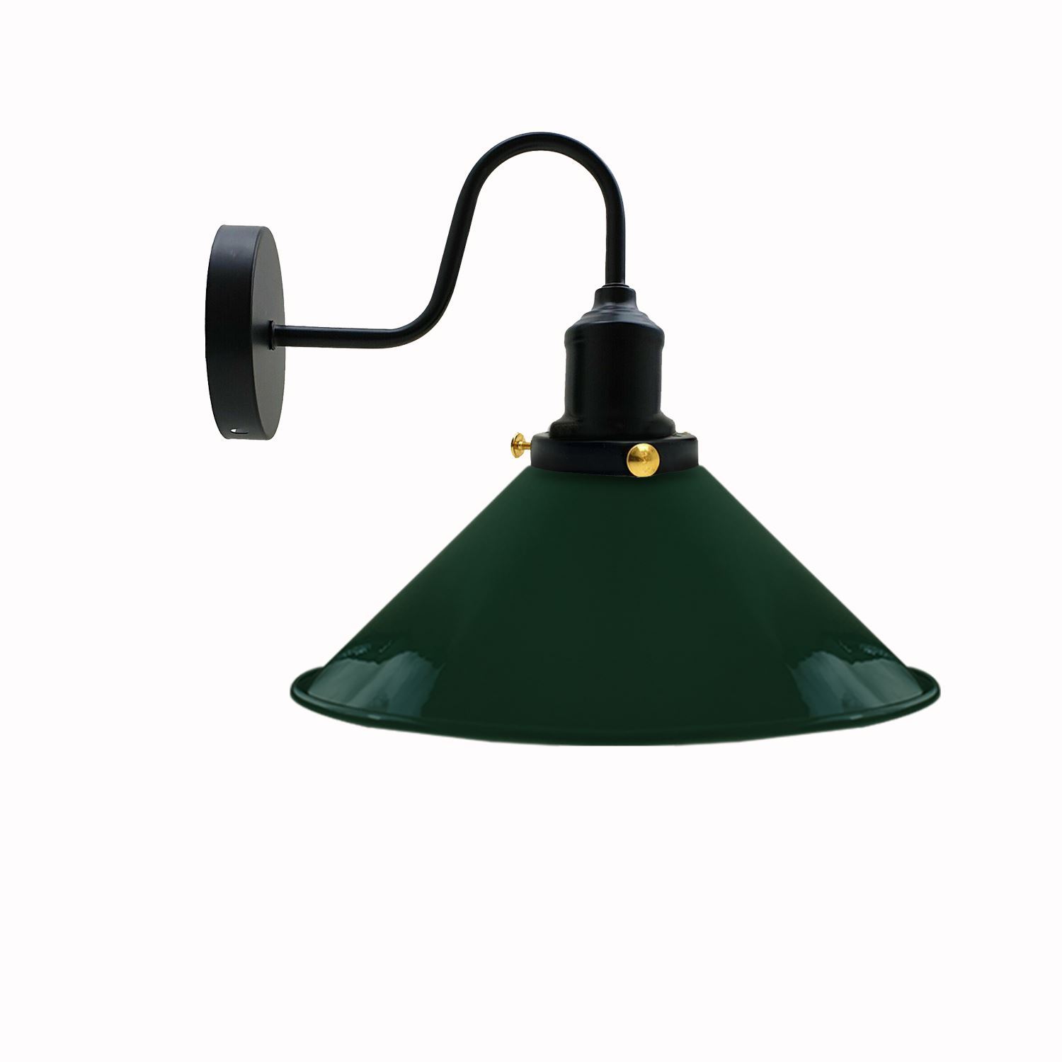 Vintage Industrial Swan Neck Wall Light featuring a cone-shaped metal shade in various colors, ideal for indoor decor.