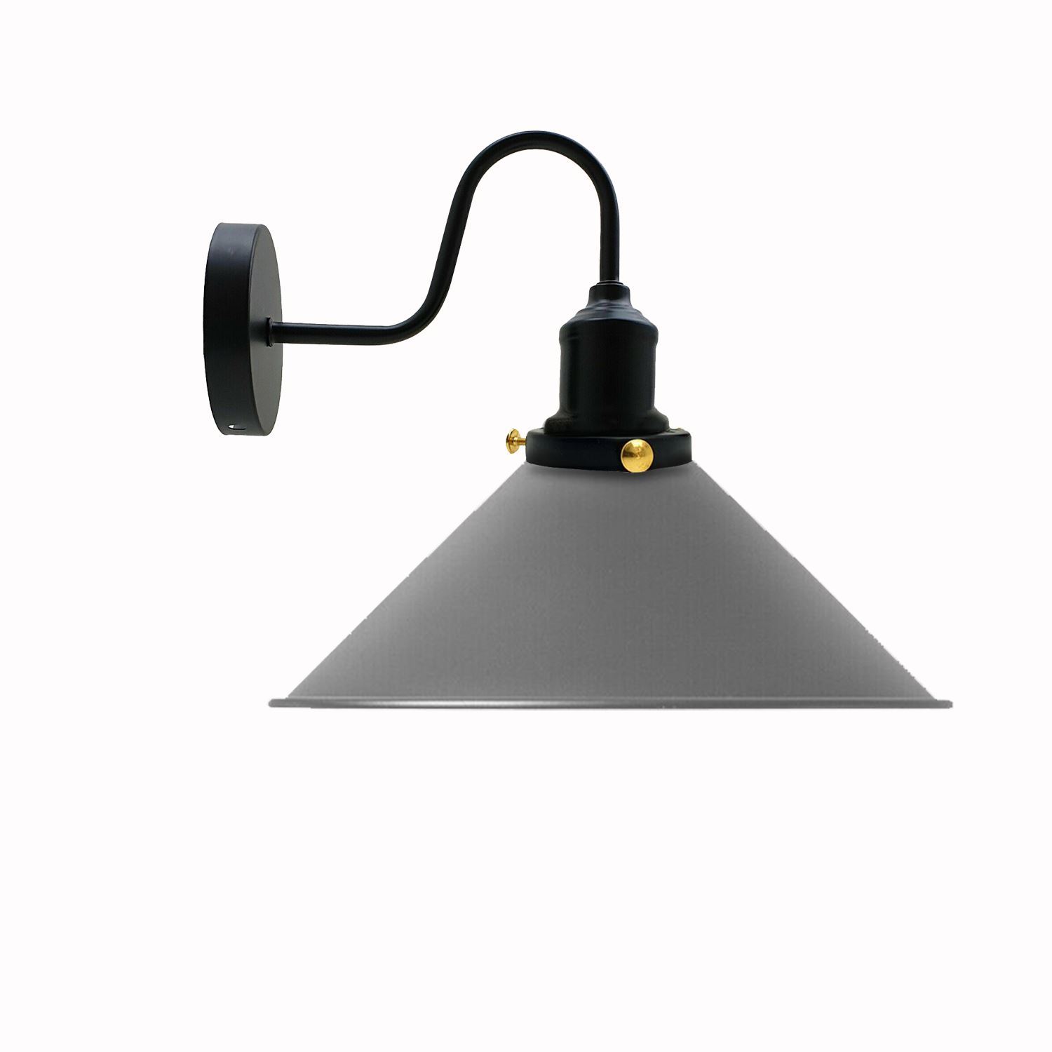 Vintage Industrial Swan Neck Wall Light featuring a cone-shaped metal shade in various colors, ideal for indoor decor.