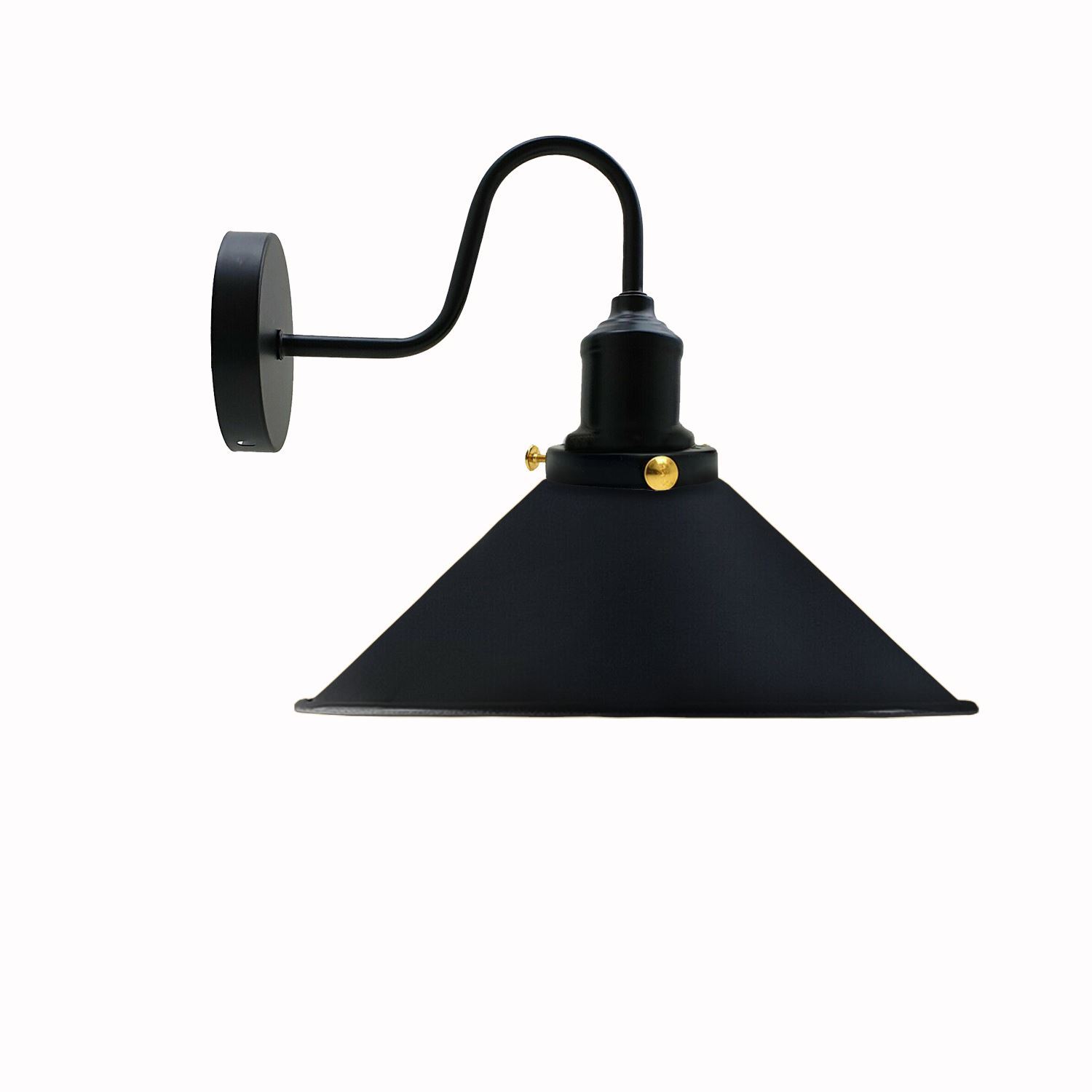 Vintage Industrial Swan Neck Wall Light featuring a cone-shaped metal shade in various colors, ideal for indoor decor.