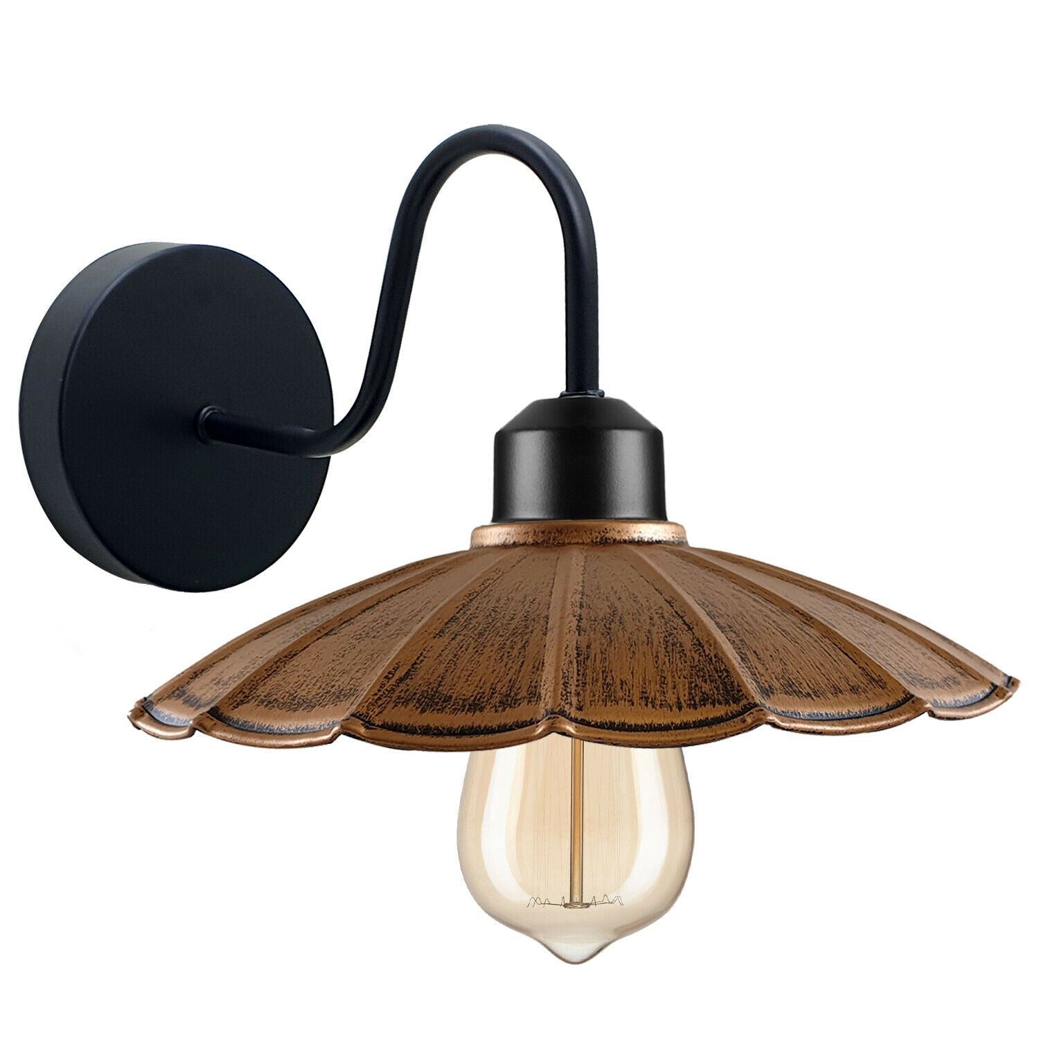 Vintage Industrial Umbrella shape Wall Light showcasing rustic metal design in various colors, perfect for home decor.