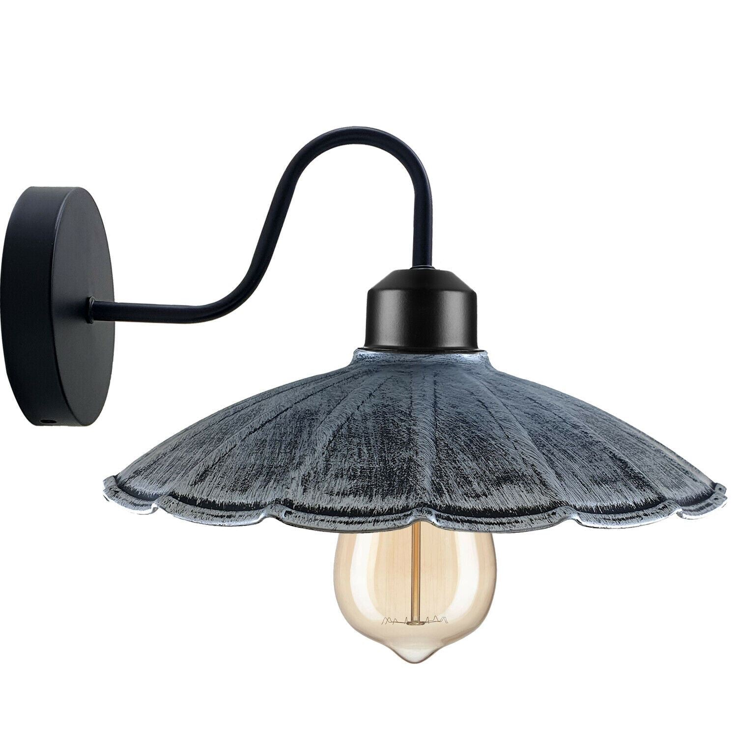 Vintage Industrial Umbrella shape Wall Light showcasing rustic metal design in various colors, perfect for home decor.