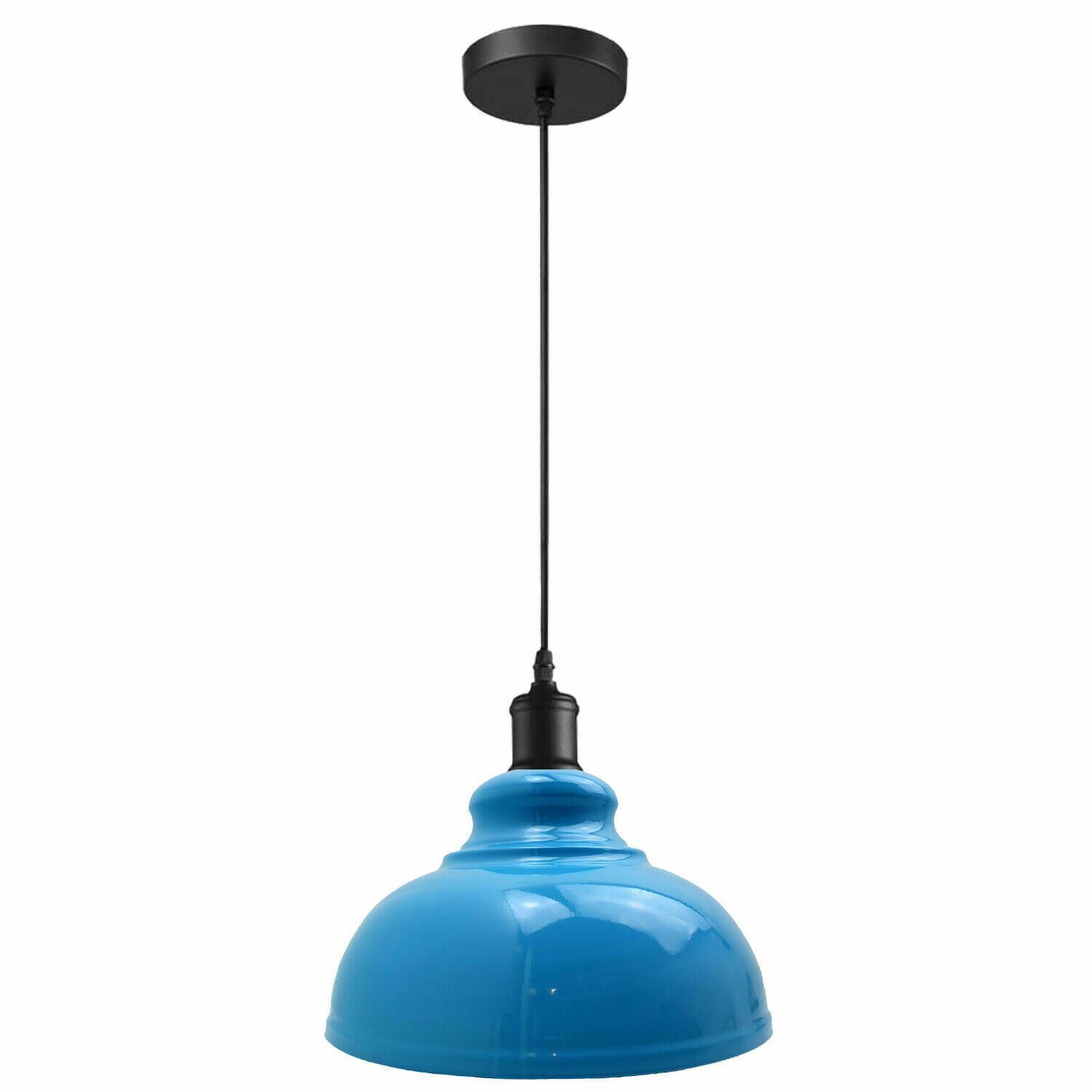 Vintage Metal Curvy Shape Hanging Pendant Light in vibrant colors, showcasing its sleek dome design and adjustable features.