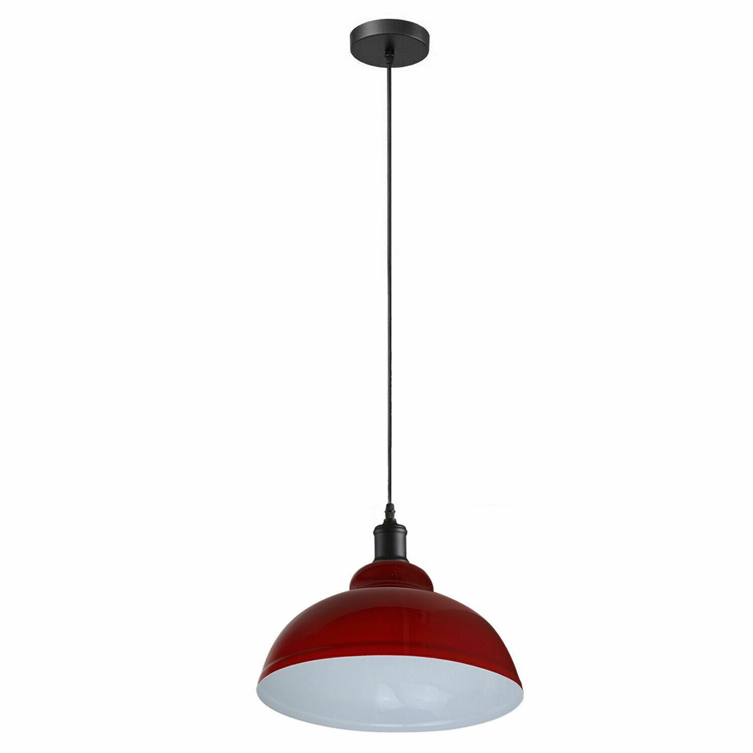 Vintage Metal Curvy Shape Hanging Pendant Light in vibrant colors, showcasing its sleek dome design and adjustable features.