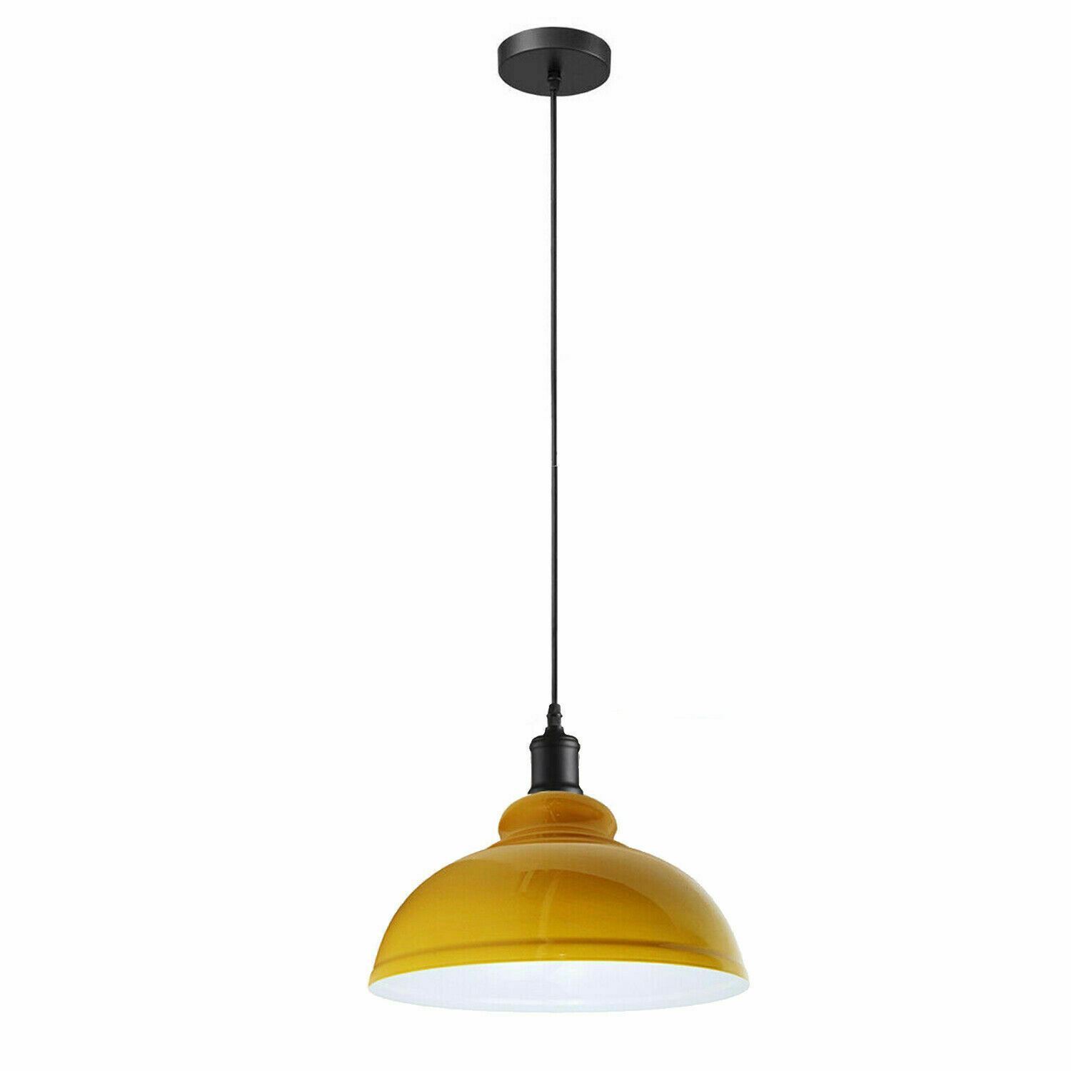 Vintage Metal Curvy Shape Hanging Pendant Light in vibrant colors, showcasing its sleek dome design and adjustable features.