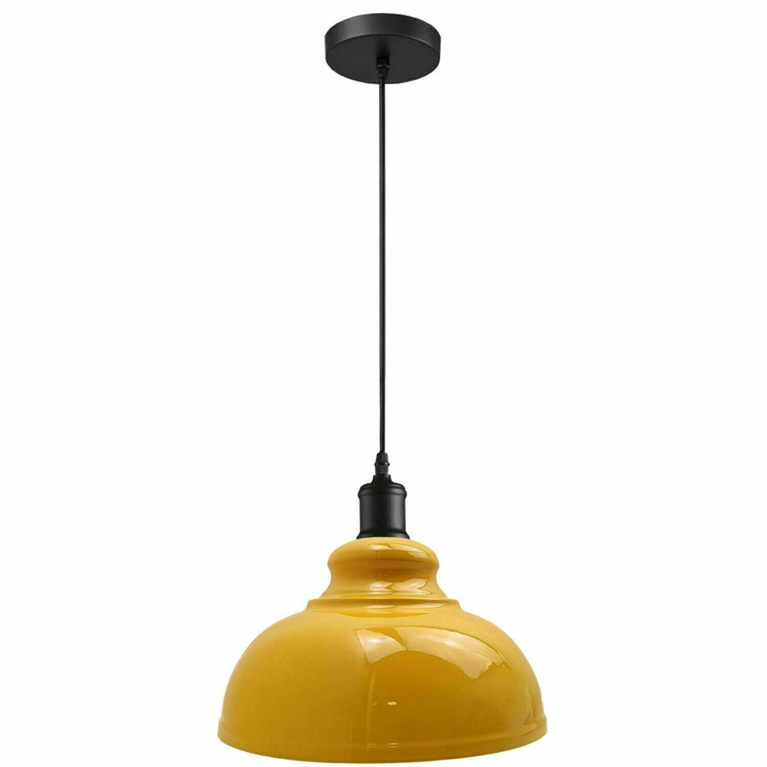 Vintage Metal Curvy Shape Hanging Pendant Light in vibrant colors, showcasing its sleek dome design and adjustable features.