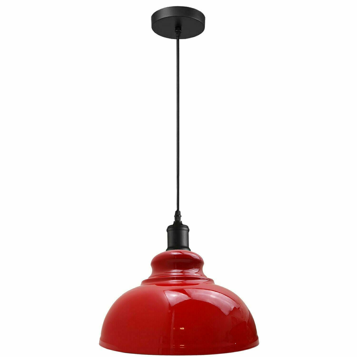 Vintage Metal Curvy Shape Hanging Pendant Light in vibrant colors, showcasing its sleek dome design and adjustable features.