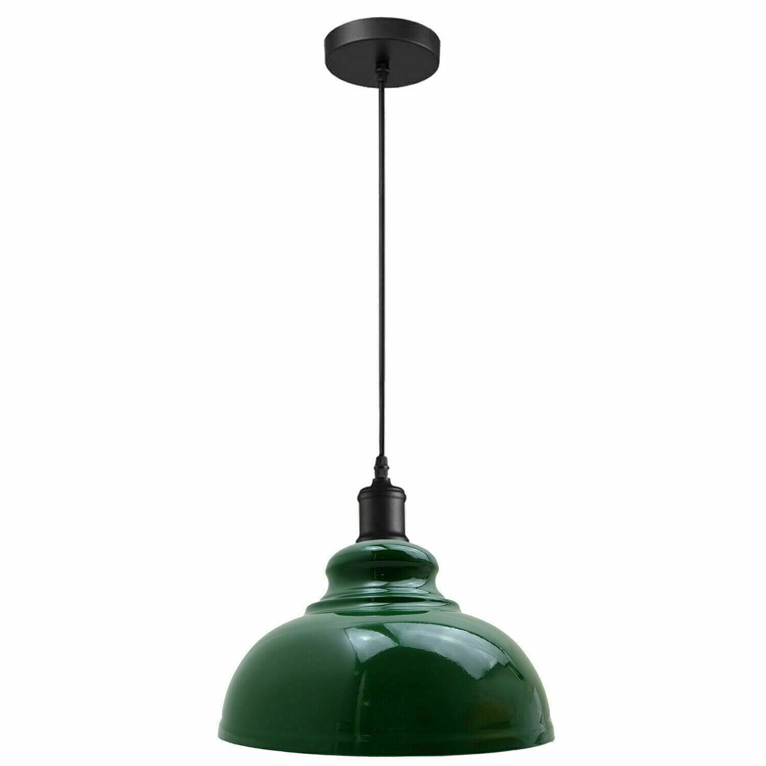 Vintage Metal Curvy Shape Hanging Pendant Light in vibrant colors, showcasing its sleek dome design and adjustable features.