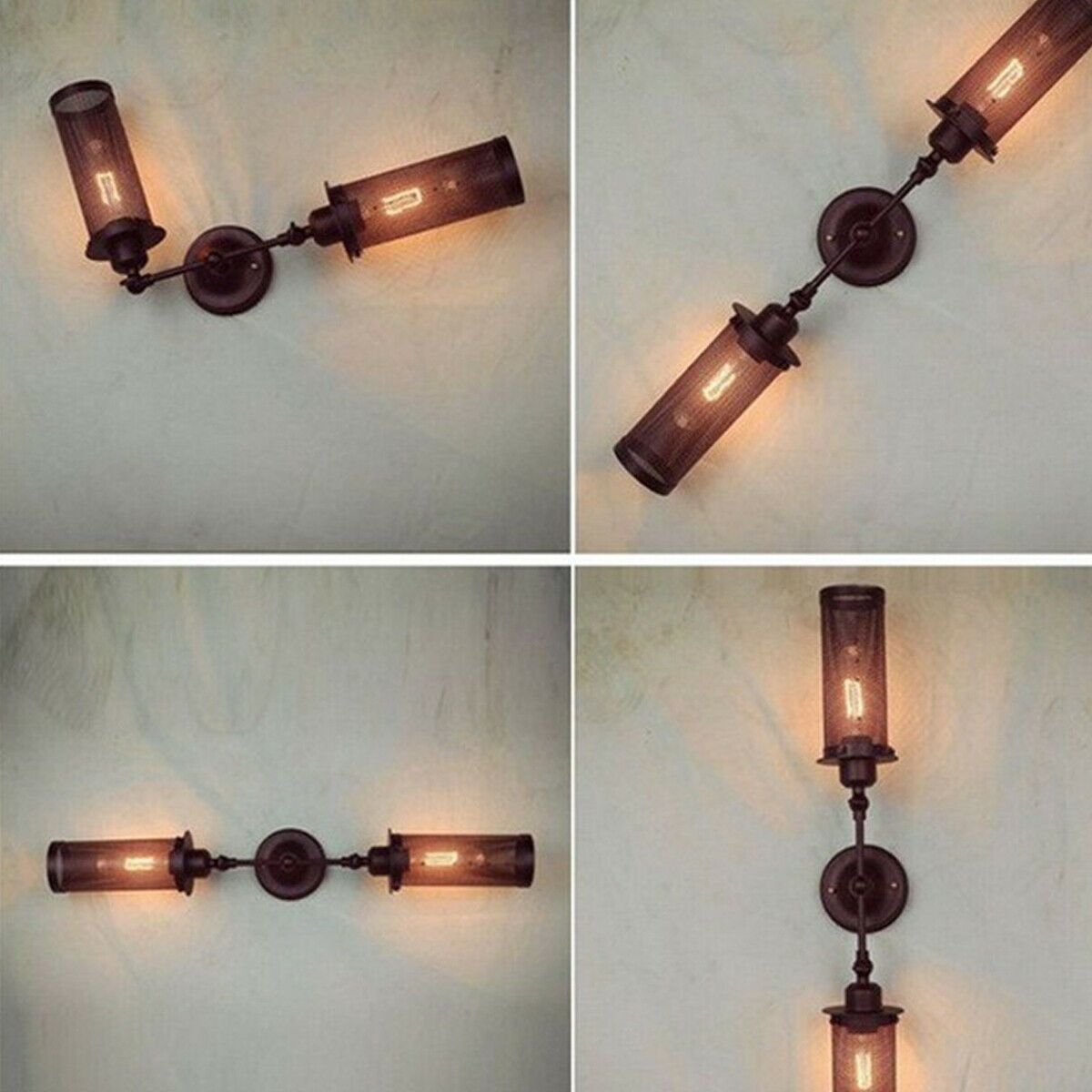 Vintage Metal Wall Light Indoor Sconce in Black finish, showcasing its unique design and sturdy metal construction.