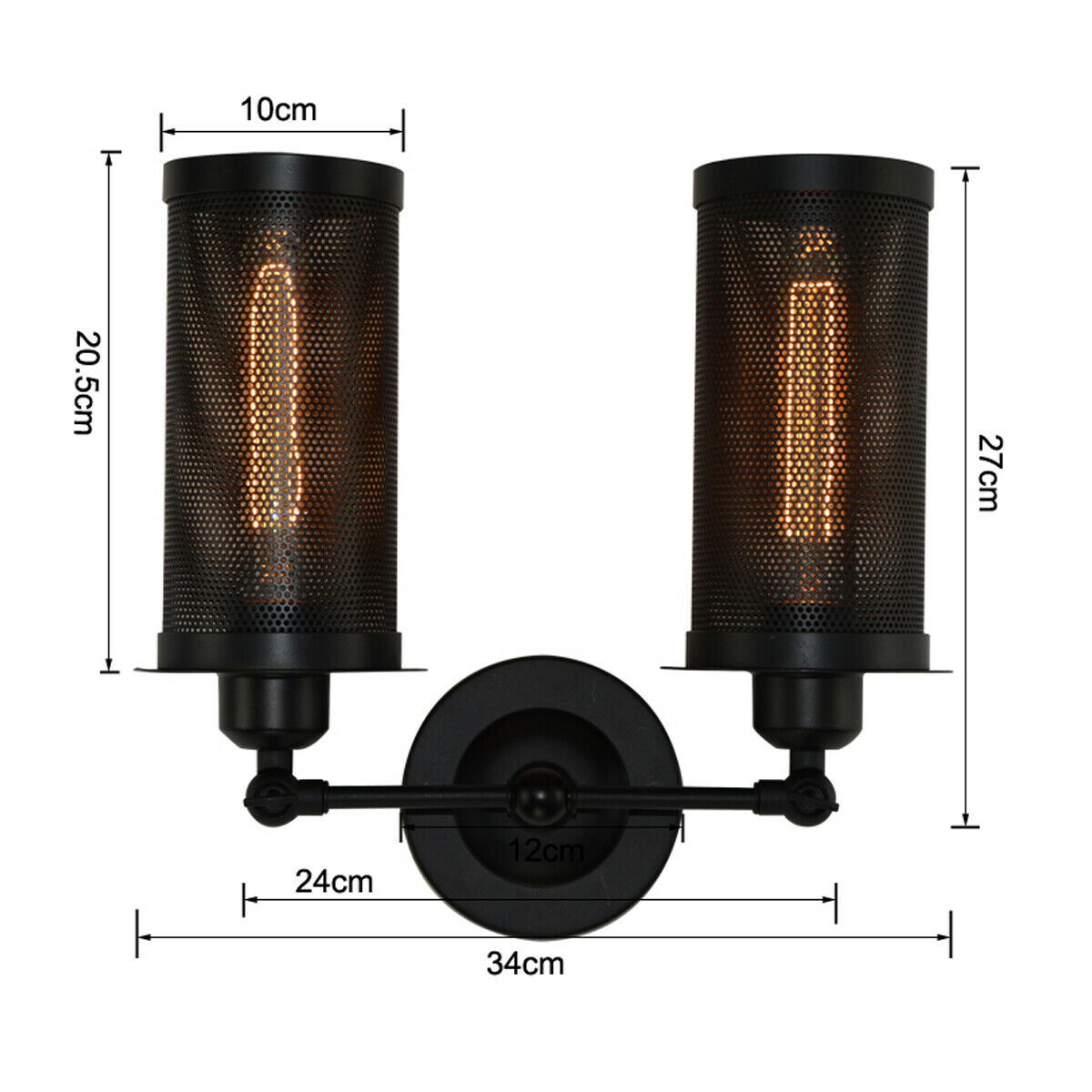 Vintage Metal Wall Light Indoor Sconce in Black finish, showcasing its unique design and sturdy metal construction.