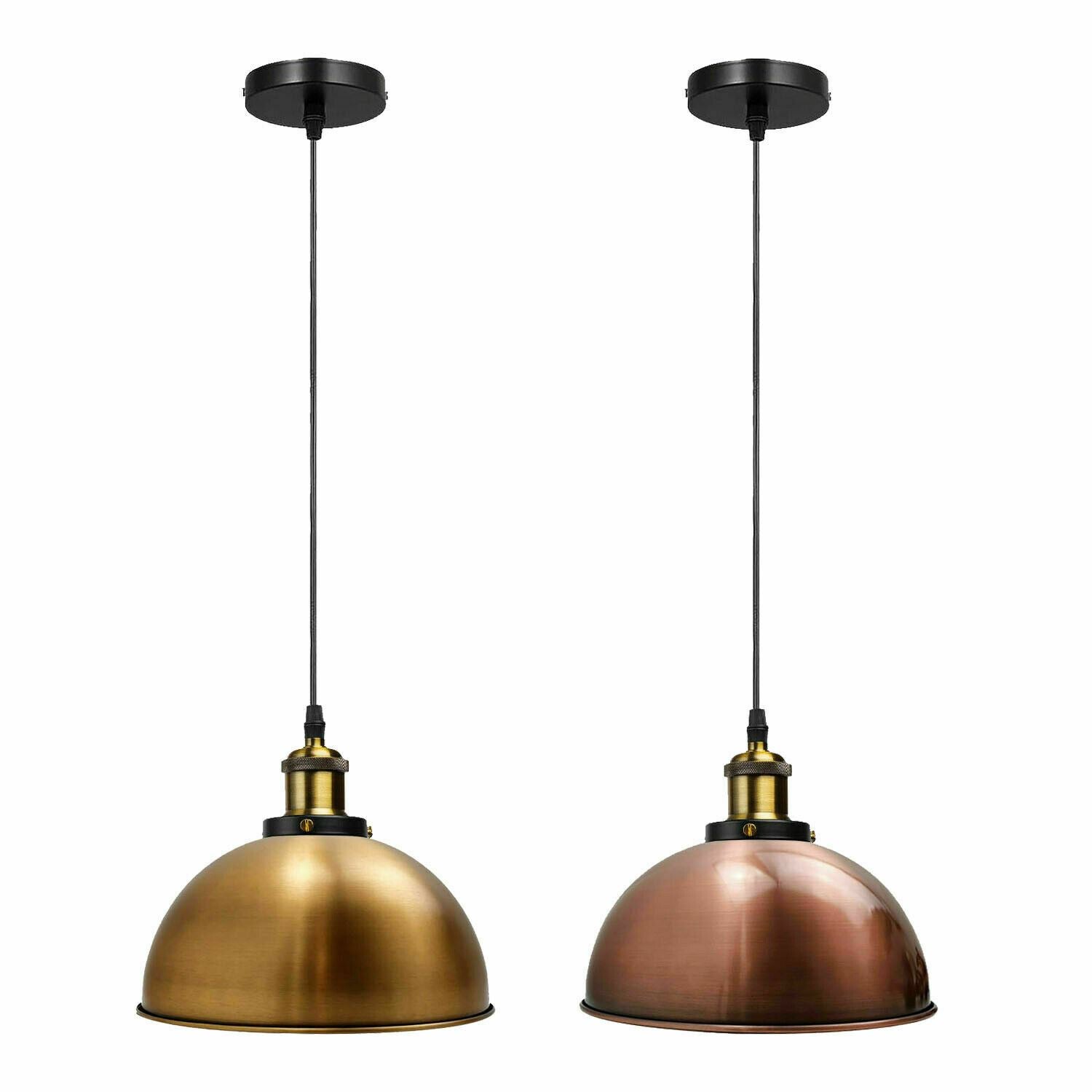 Vintage Modern Ceiling Pendant Light with metal dome shade, showcasing copper and yellow brass finishes, ideal for indoor decoration.